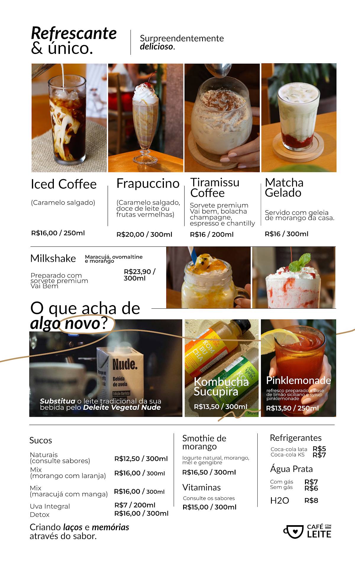 CaFÉ com Leite Gama cardápio