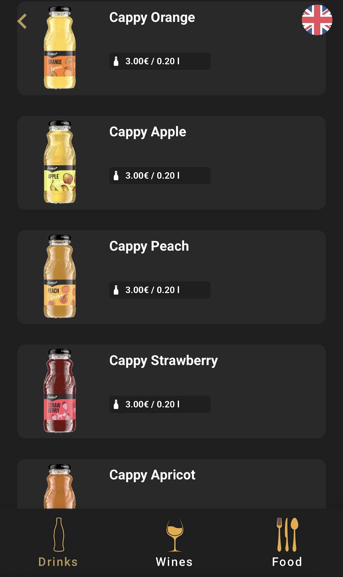 Menu de Caffe Bar Tiffany