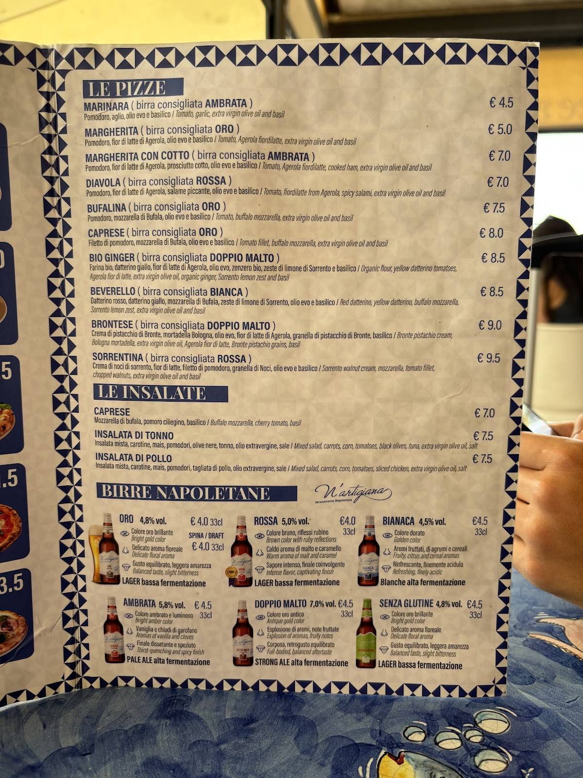 Menu di Caffè Beverello 