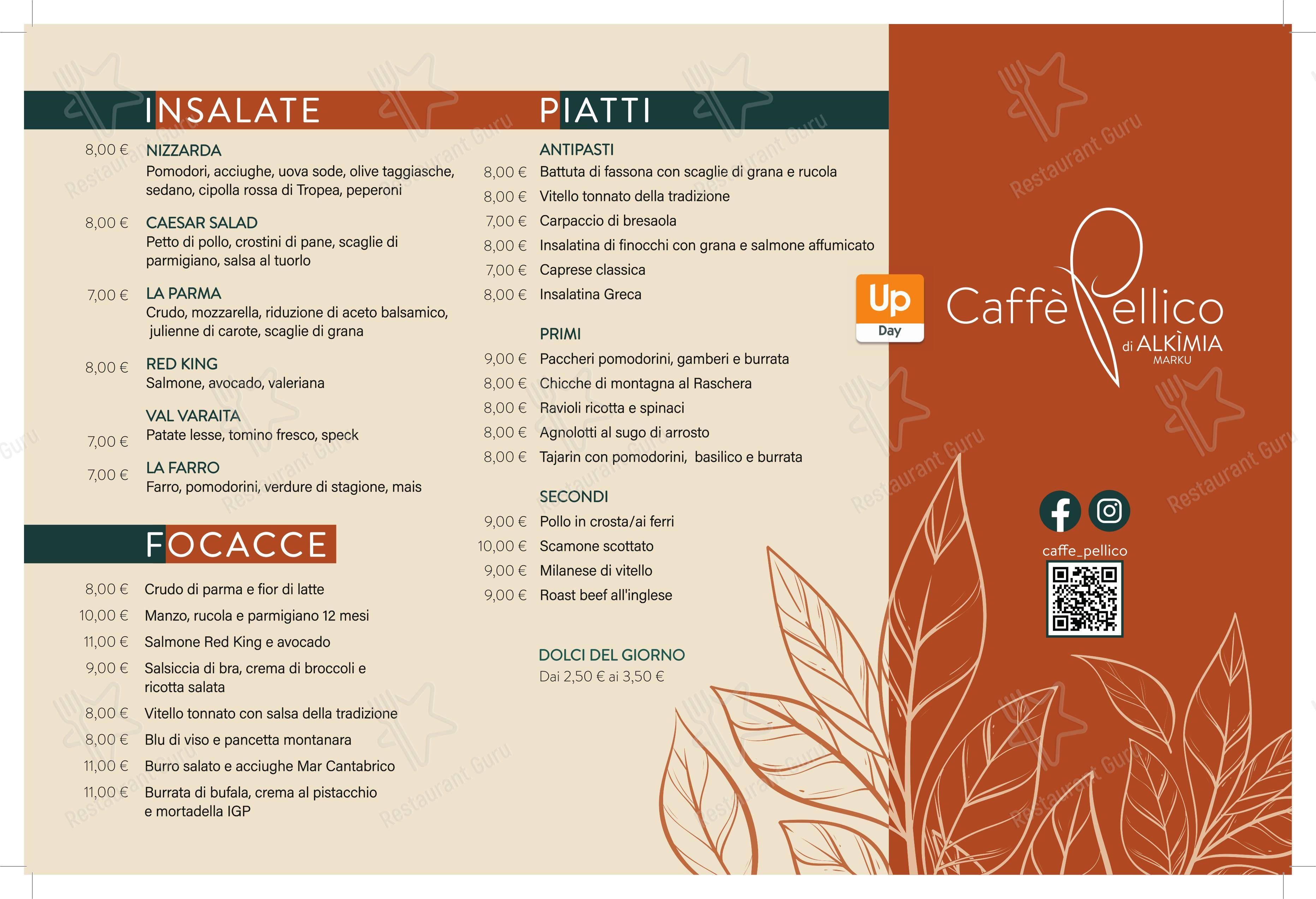 Menu di Caffè Pellico - Основное меню