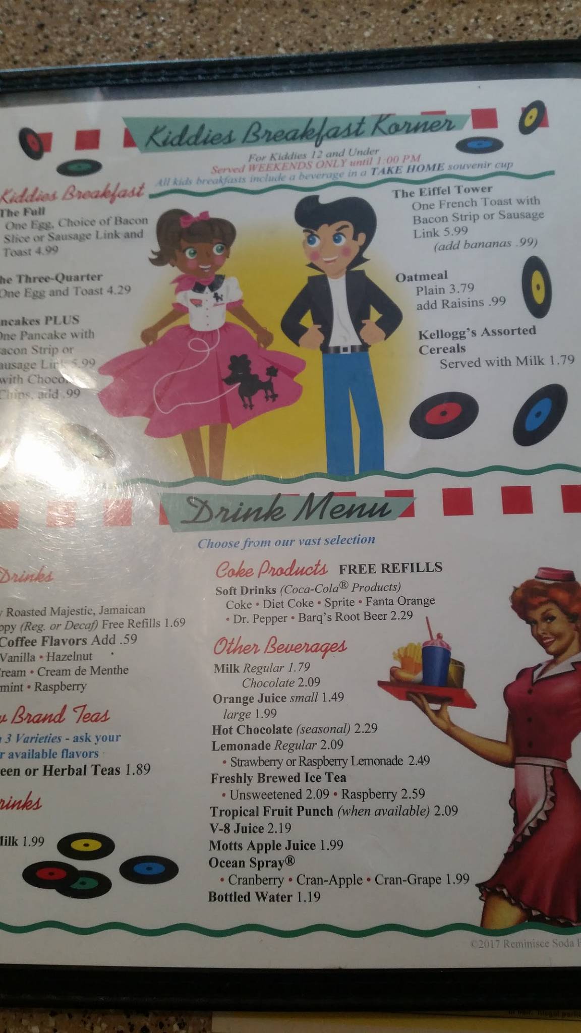 Menu At Reminisce Soda Fountain BBQ Caledonia