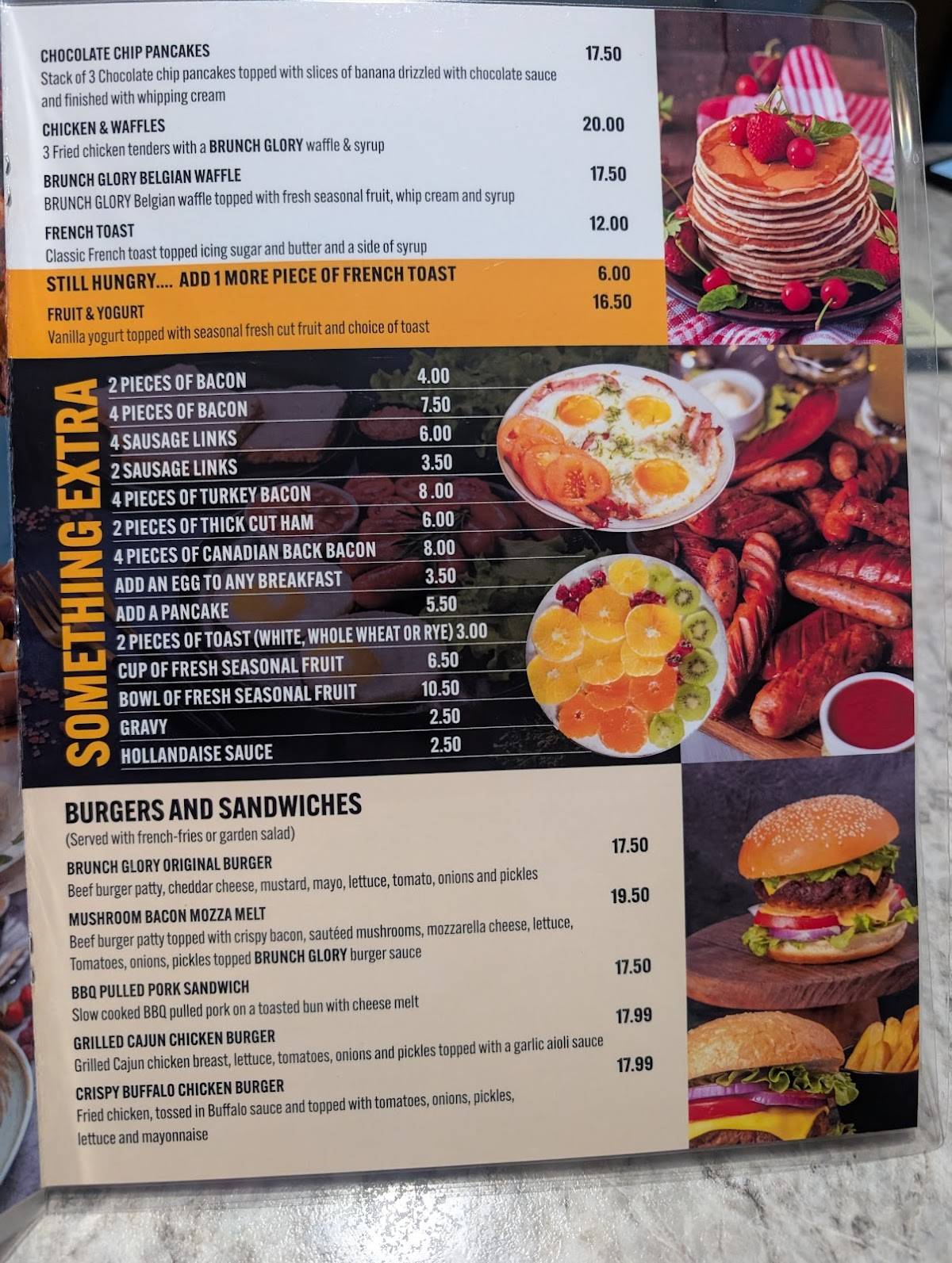 Menu de Brunch Glory & Calypso’s Greek Taverna