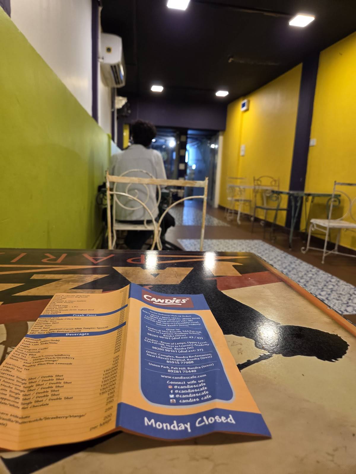 Candies menu