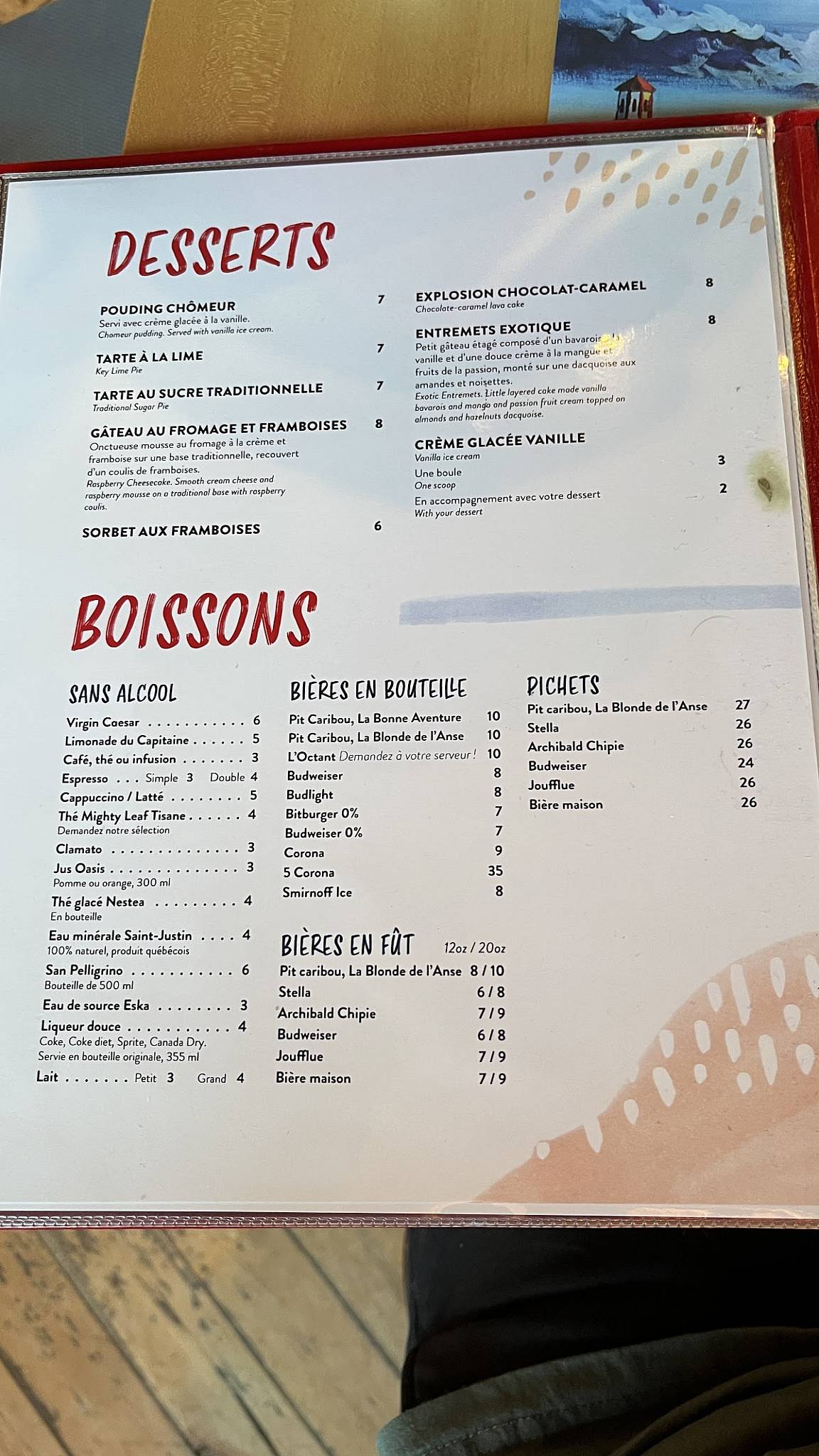 Menu de Capitaine Homard