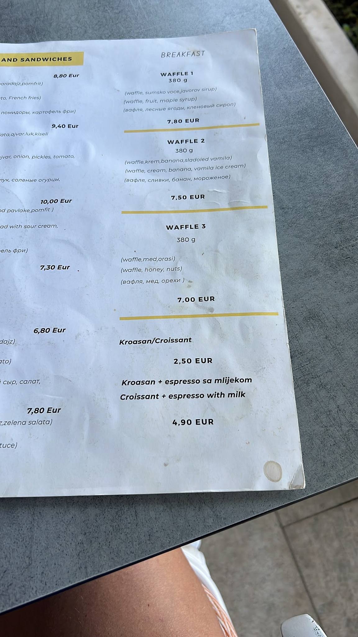 Menu de Capri restoran