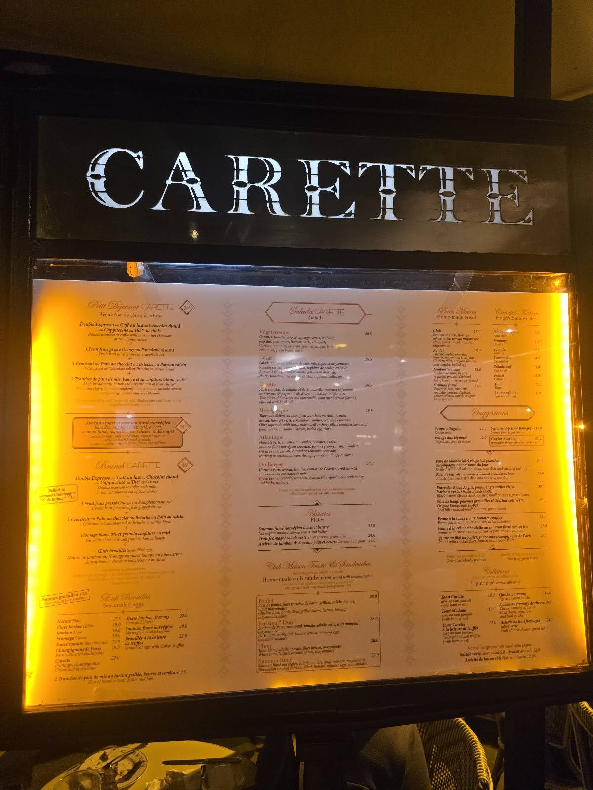 Menu de Carette