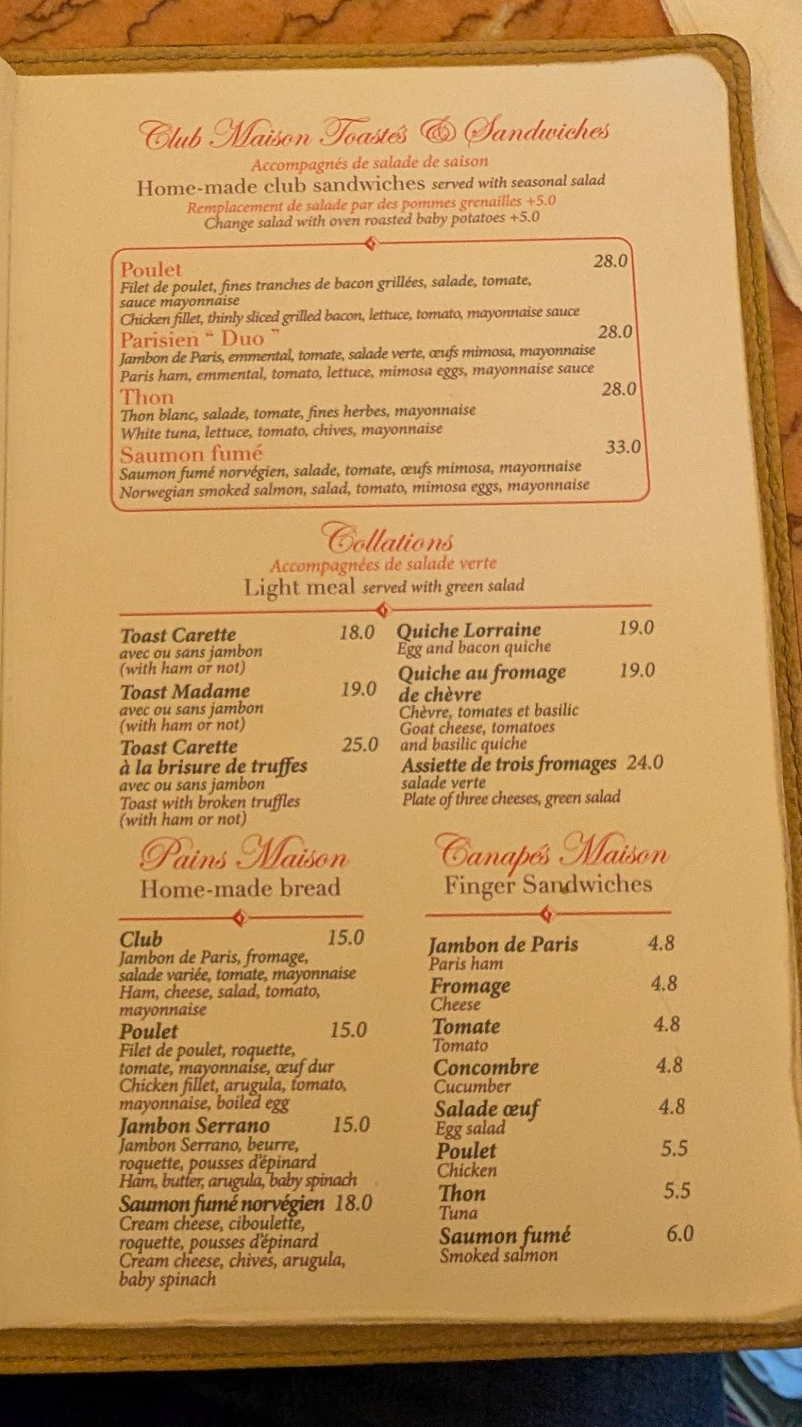 Menu de Carette