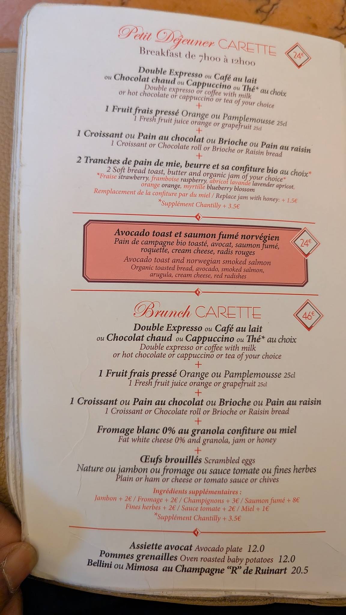 Menu de Carette