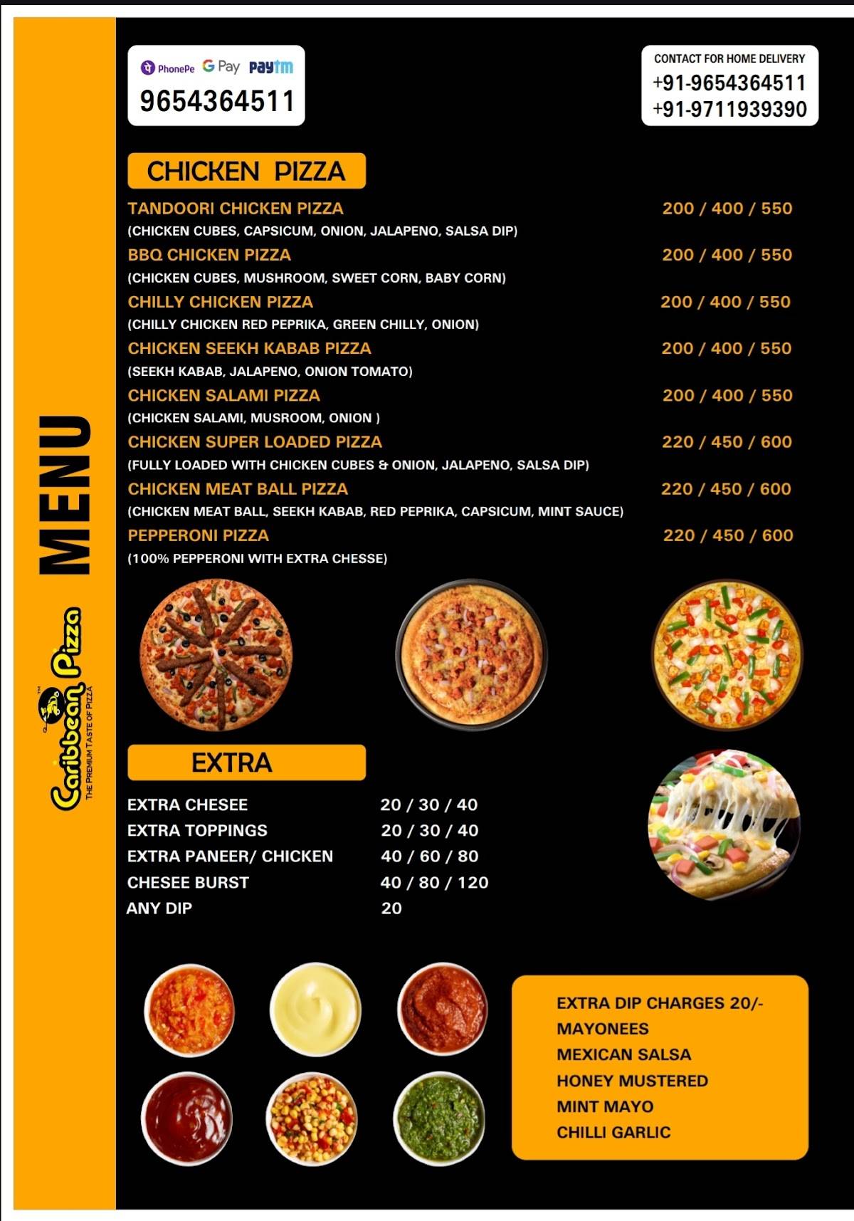 Caribbean Pizza menu