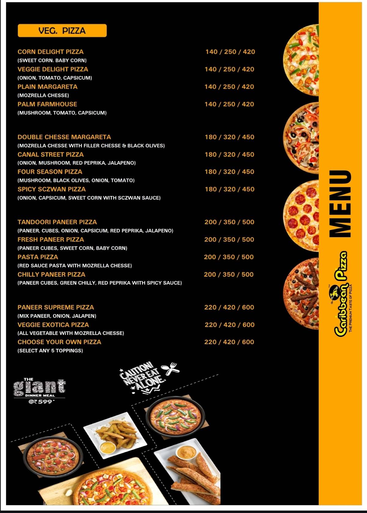 Caribbean Pizza menu