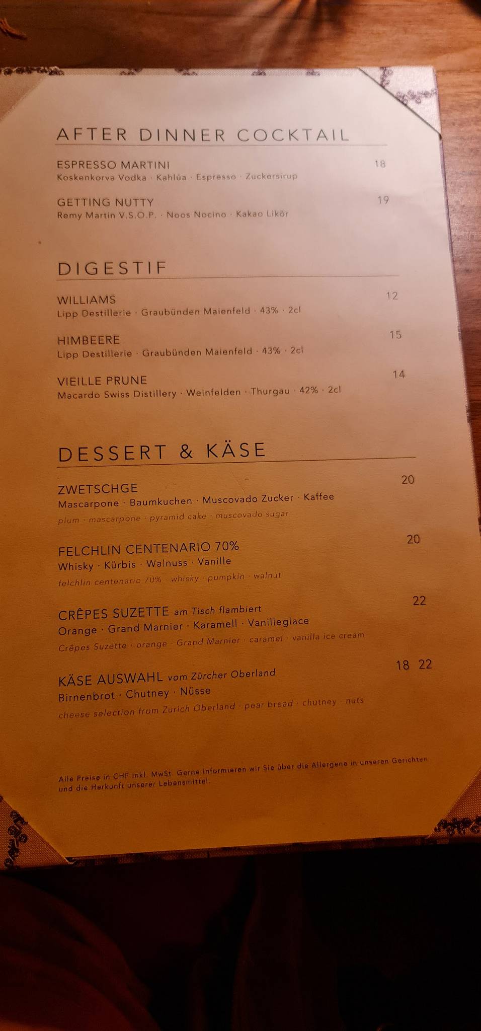 Menu di Carlton 