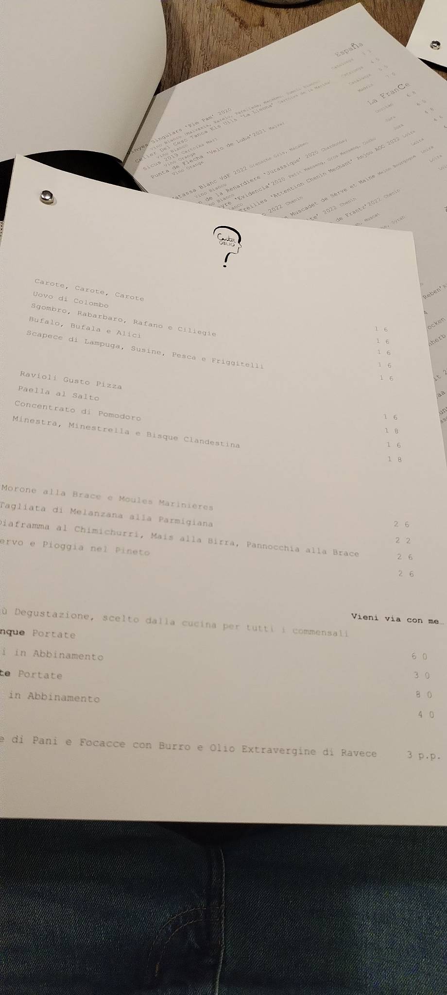 Menu di Carter Oblio 