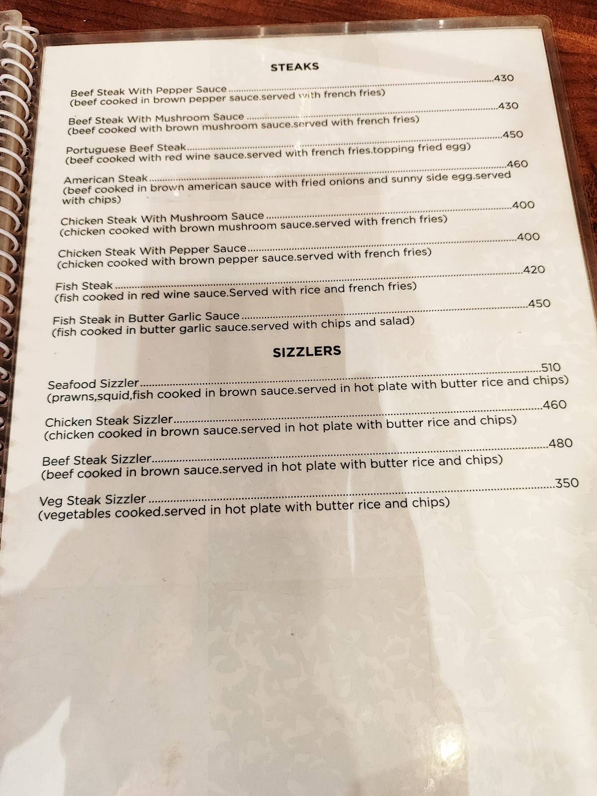 Carvalho's Bar & Restaurant menu