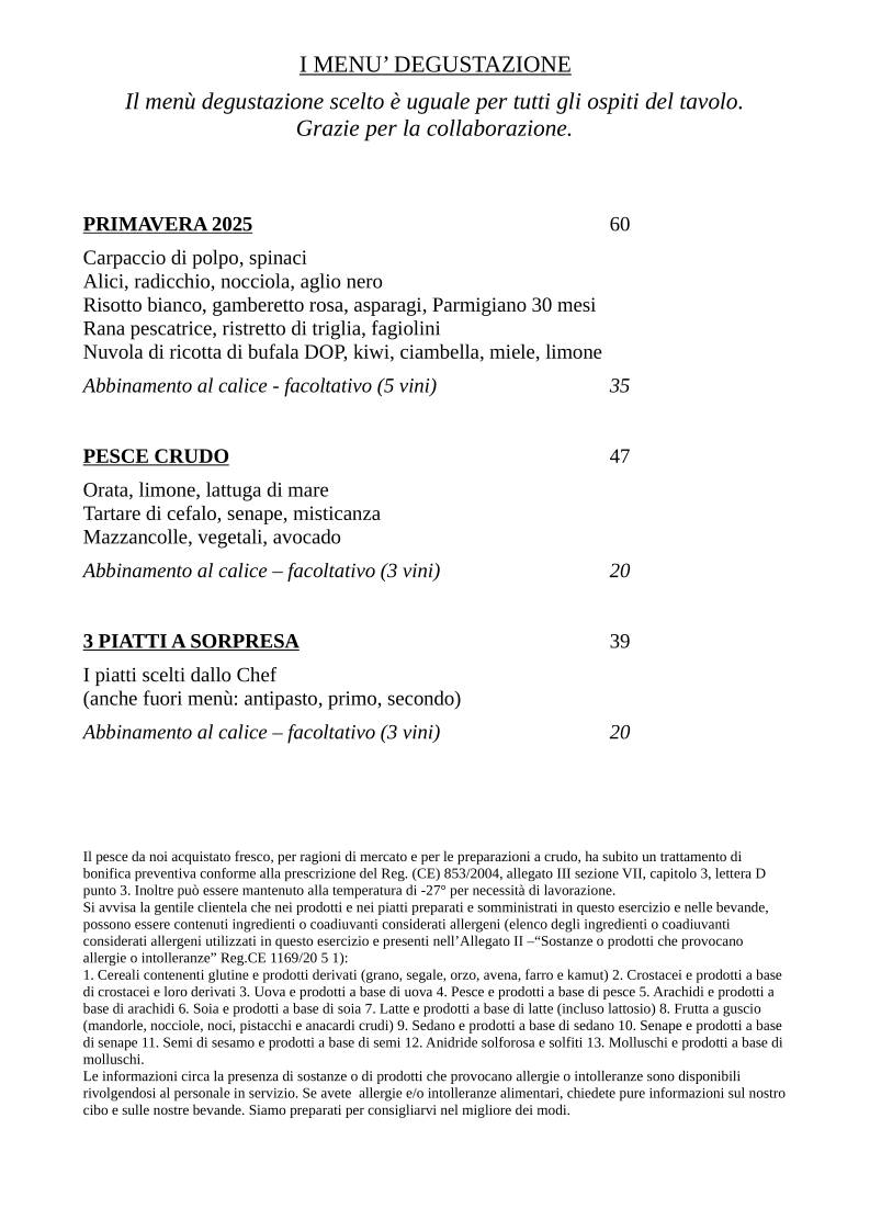Menu di Casabrigandi - Ristorante Pesce - Centro Storico 