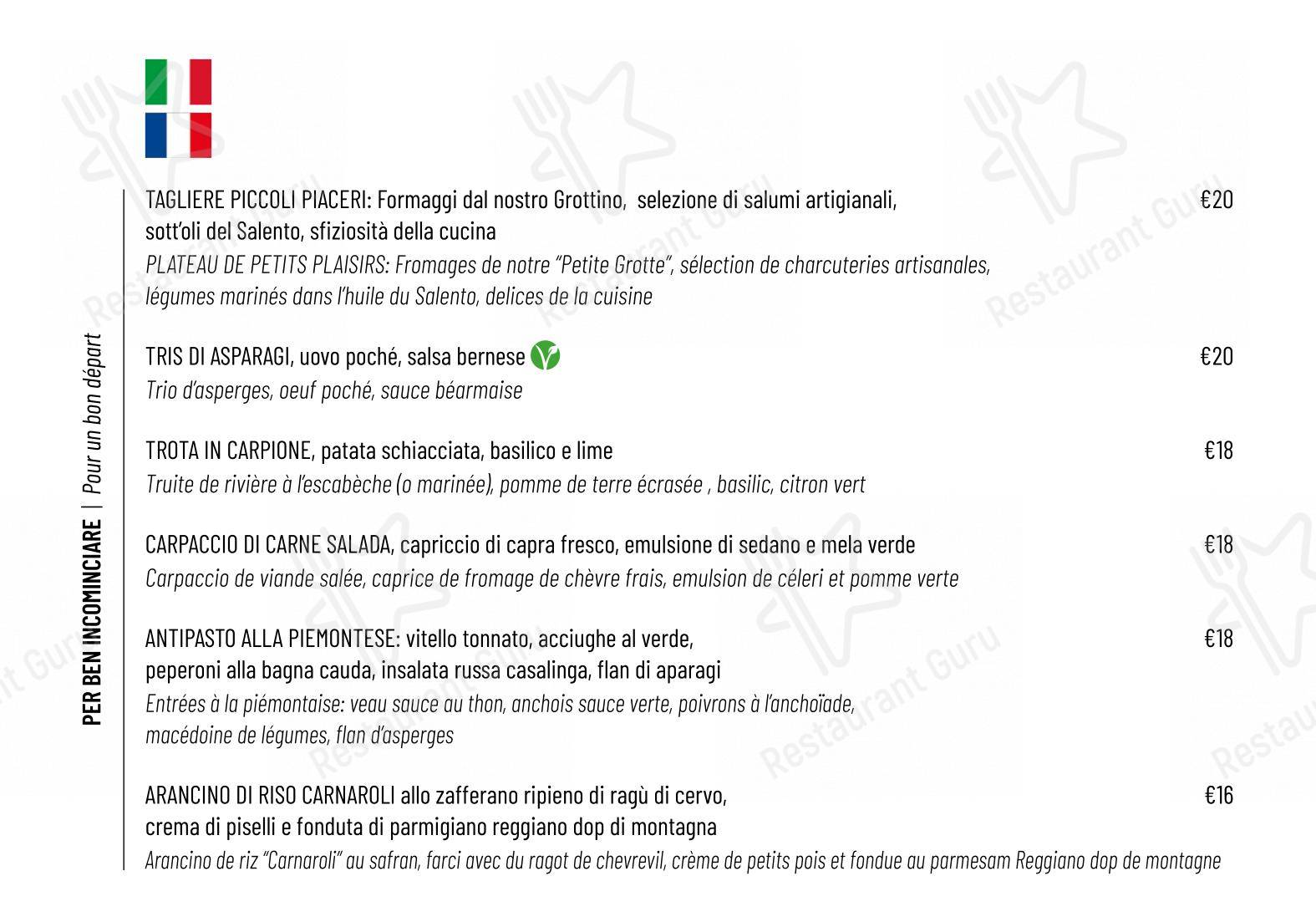 Menu di Casa Castagna 1620 - Menu bar