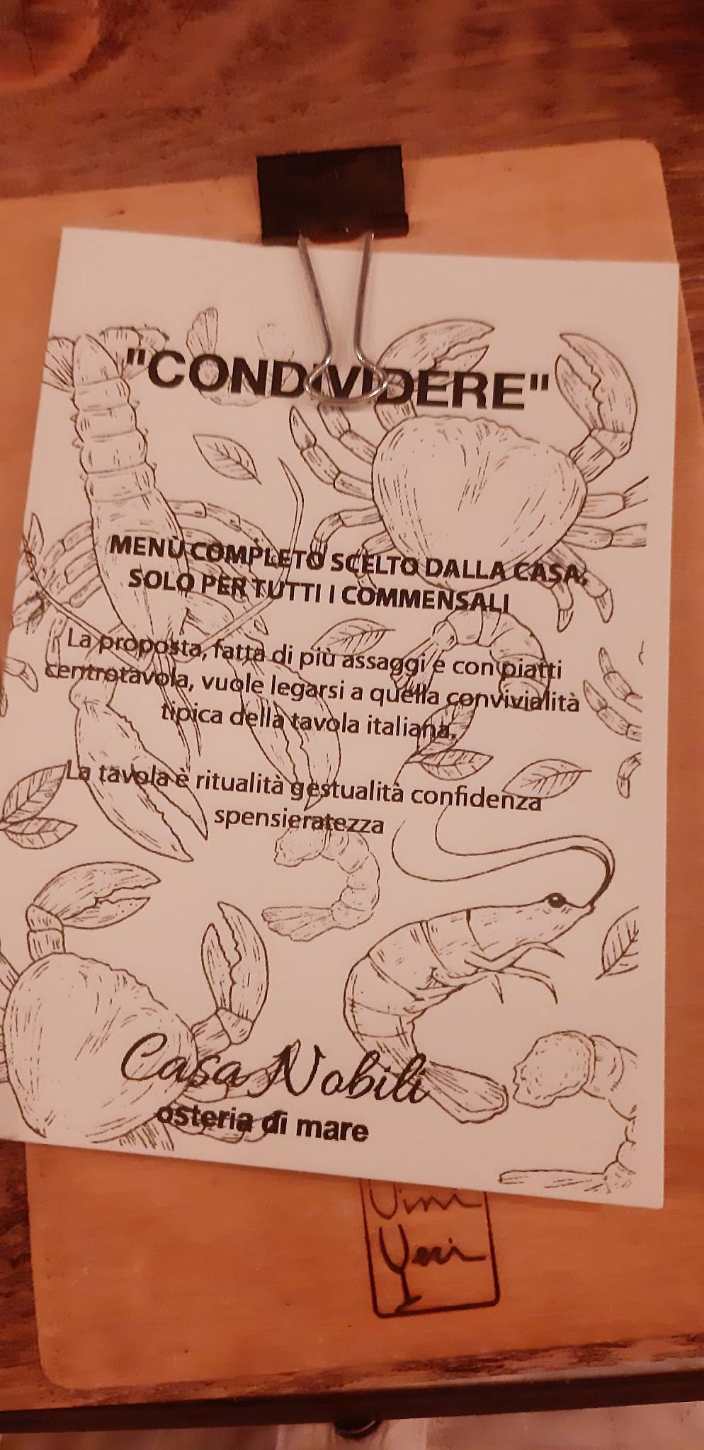 Menu di Casa Nobili Osteria di Mare 