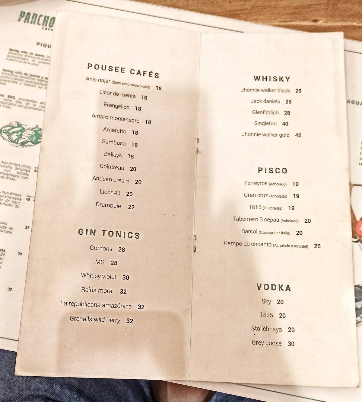 Carta de Casa Tambo Restaurant, Lima