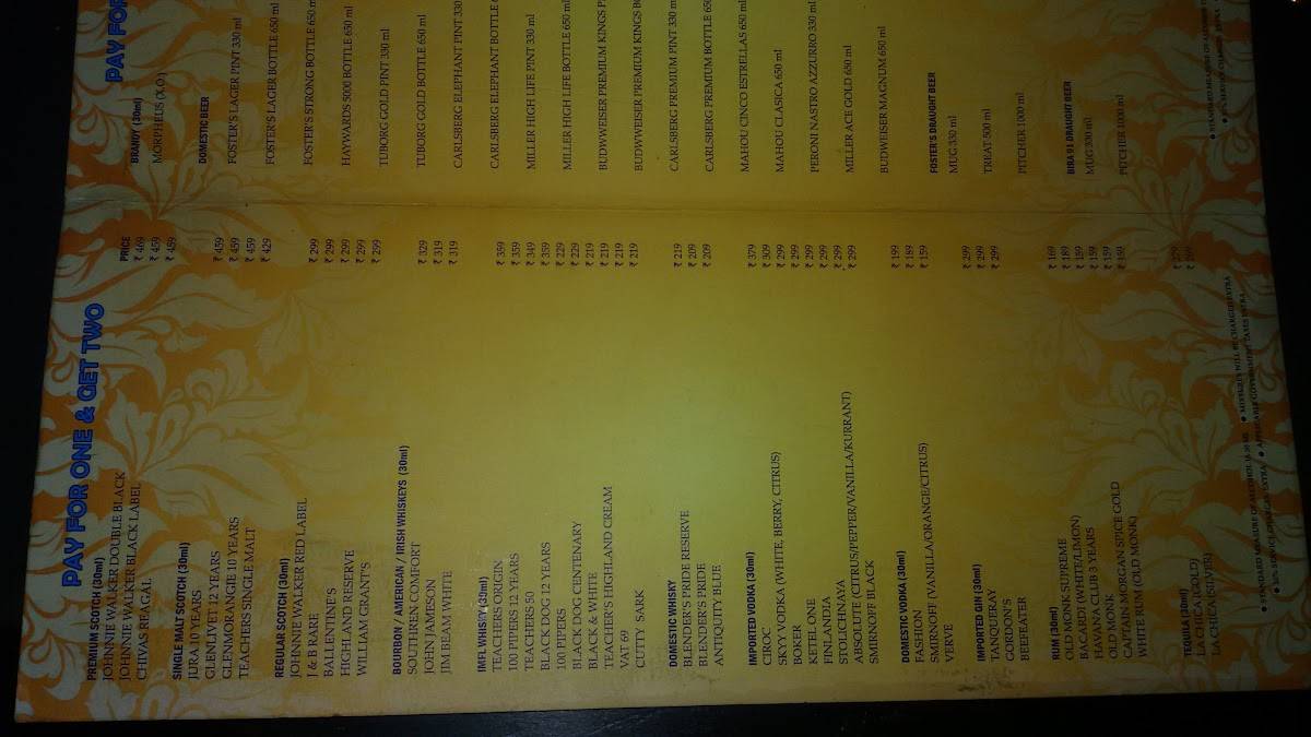 Castle 9 menu