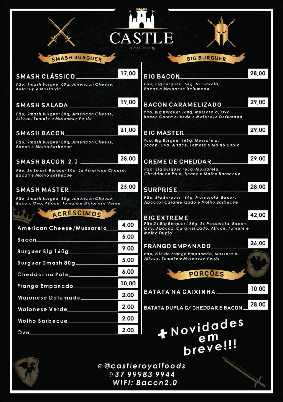 Castle cardápio