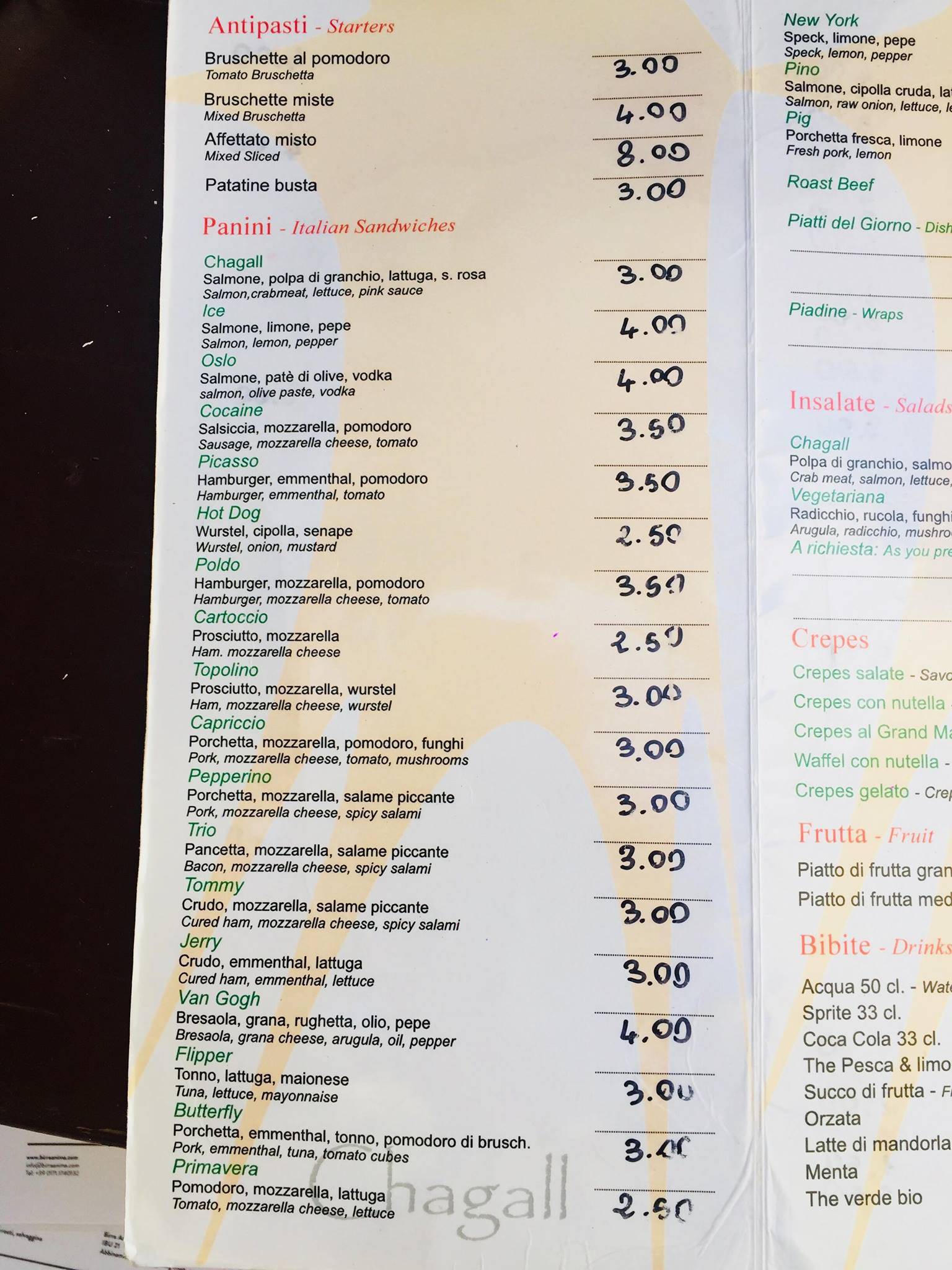 Menu di Chagall Beach 