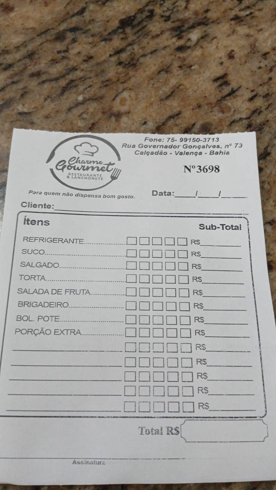 Charme Gourmet Restaurante cardápio