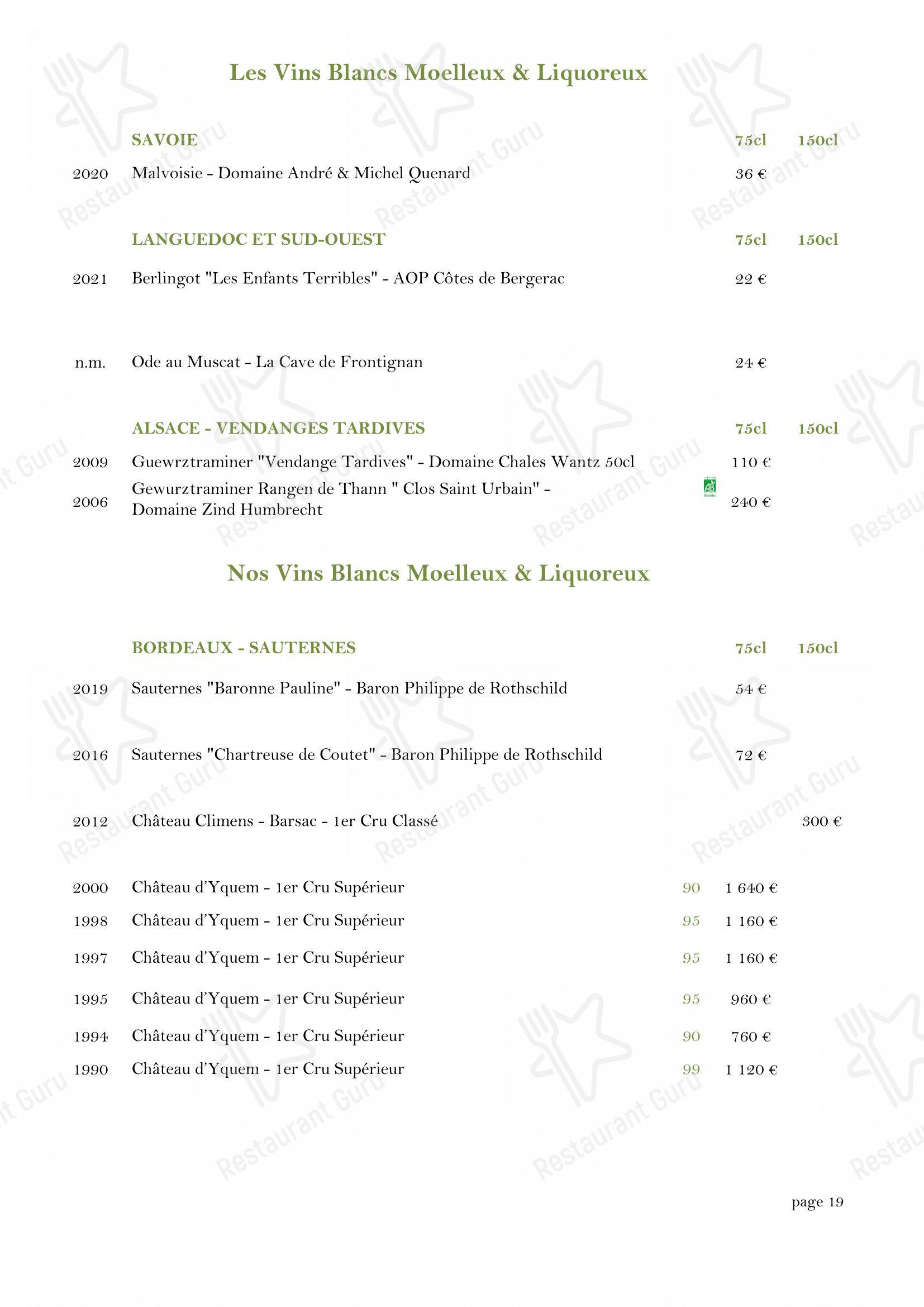 Menu pour Château Des Comtes De Challes - Menu bar