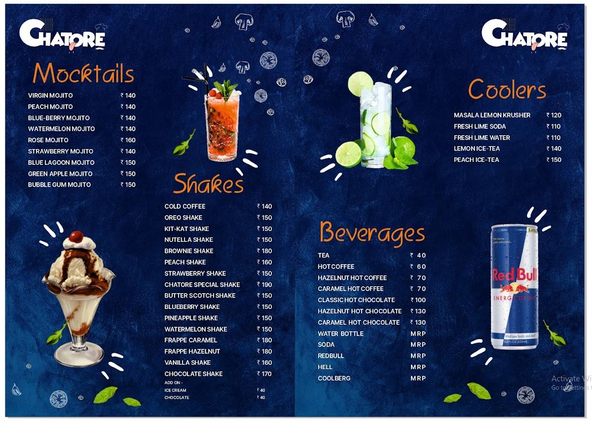 Chatore Restaurent & Cafe menu