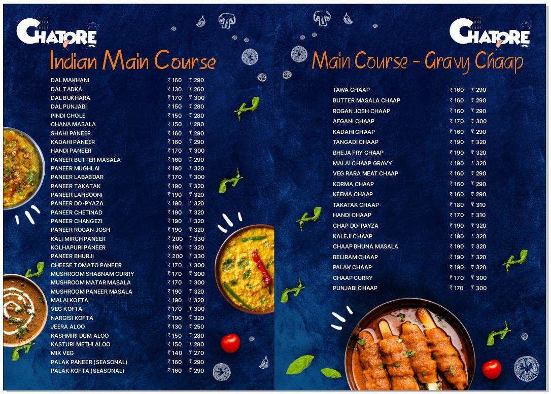 Chatore Restaurent & Cafe menu