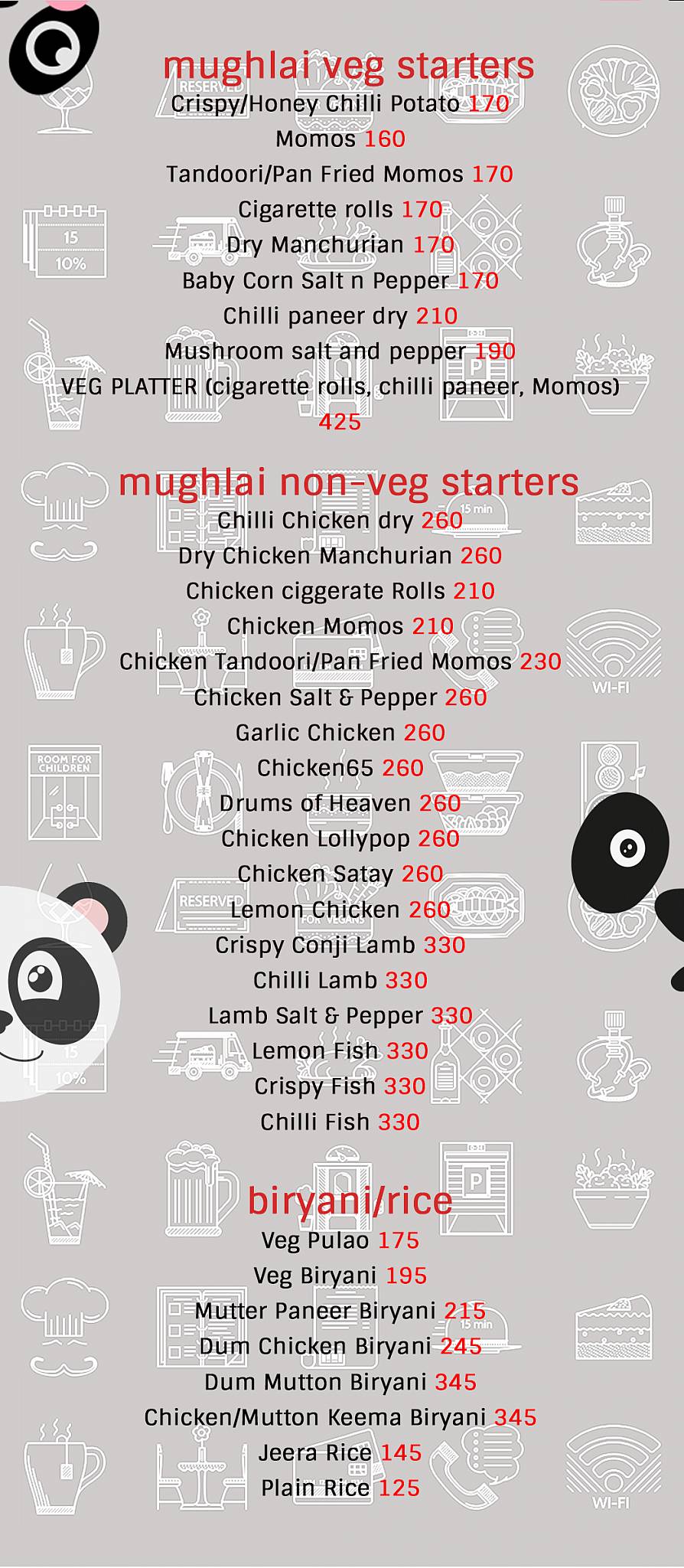 Chatpata Panda menu