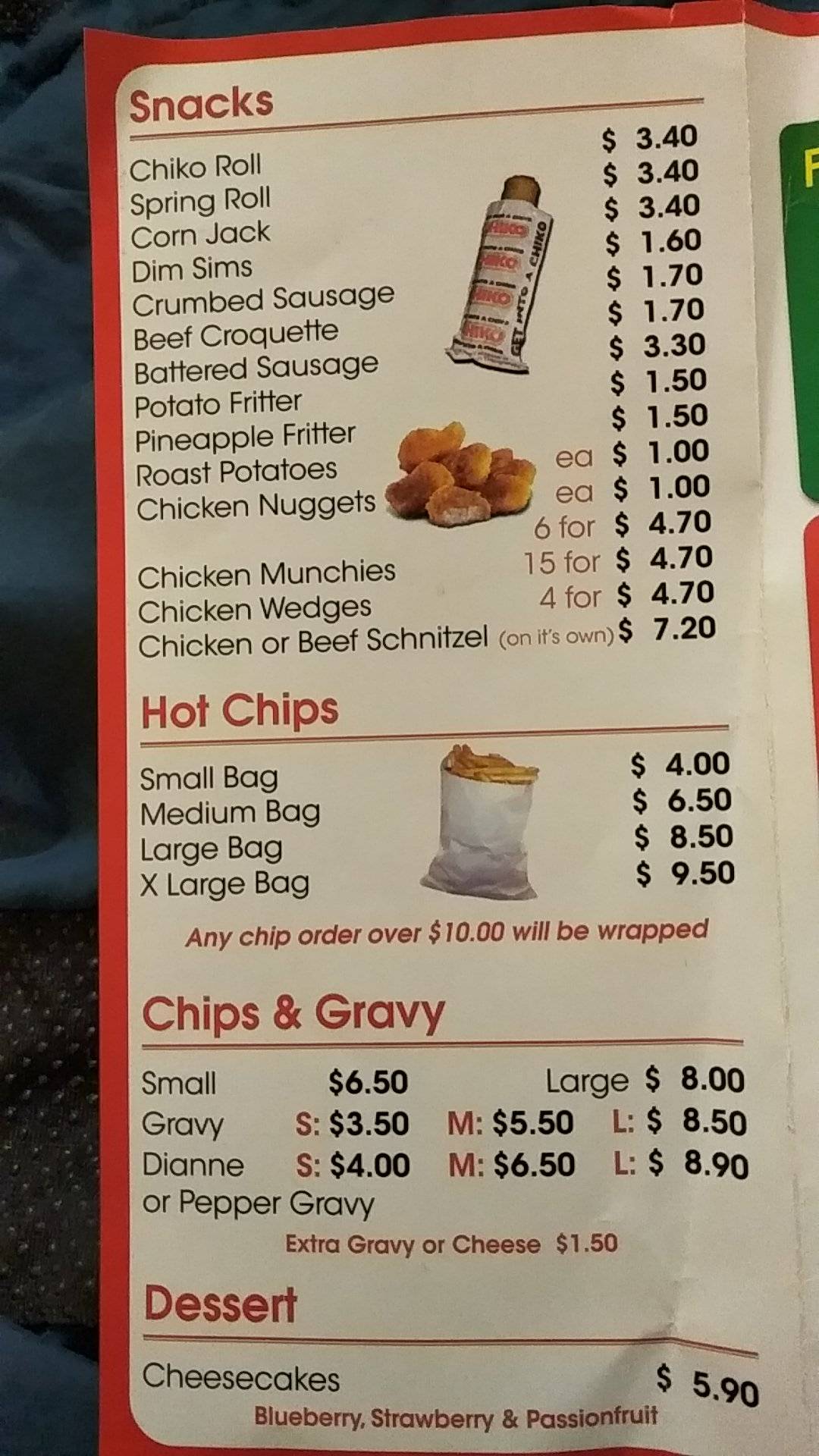 Menu at Cheek Ave Charcoal Chicken & Takeaway fast food, Gawler East