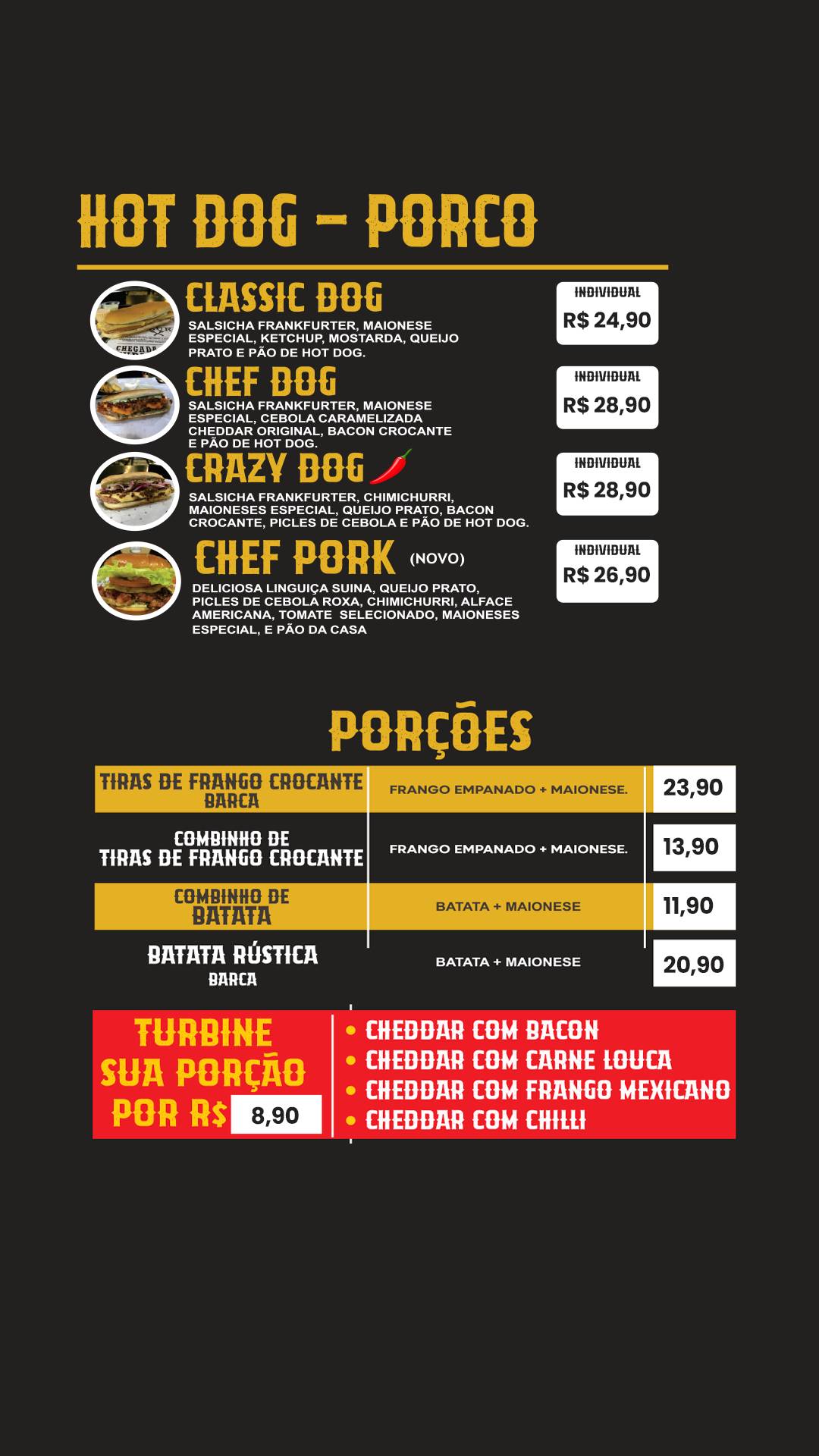 Chef sobre rodas cardápio