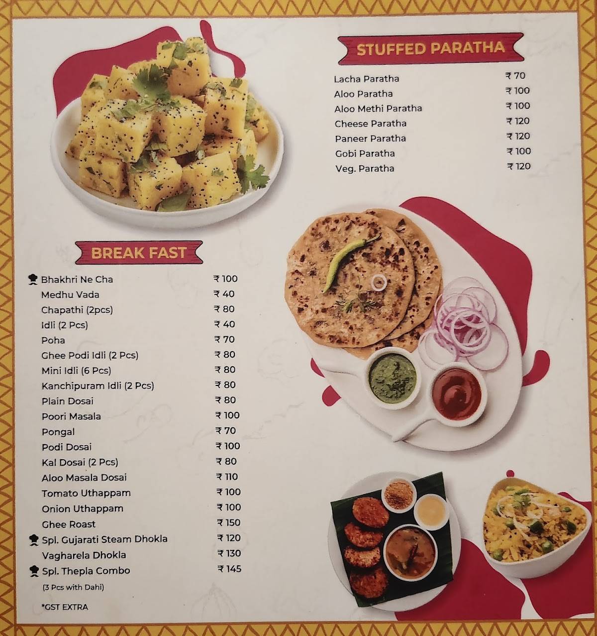 GujRaj Veg Restaurant 10 - 2 குஜ்ராஜ் சைவ உணவகம் Punjabi Dhaba Gujarati Rajasthani Hotel AK International Chennai menu