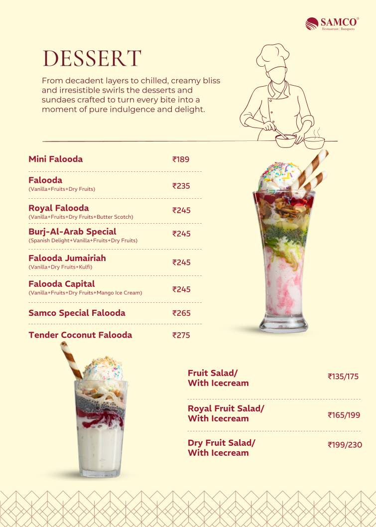Samco Restaurant Velachery menu