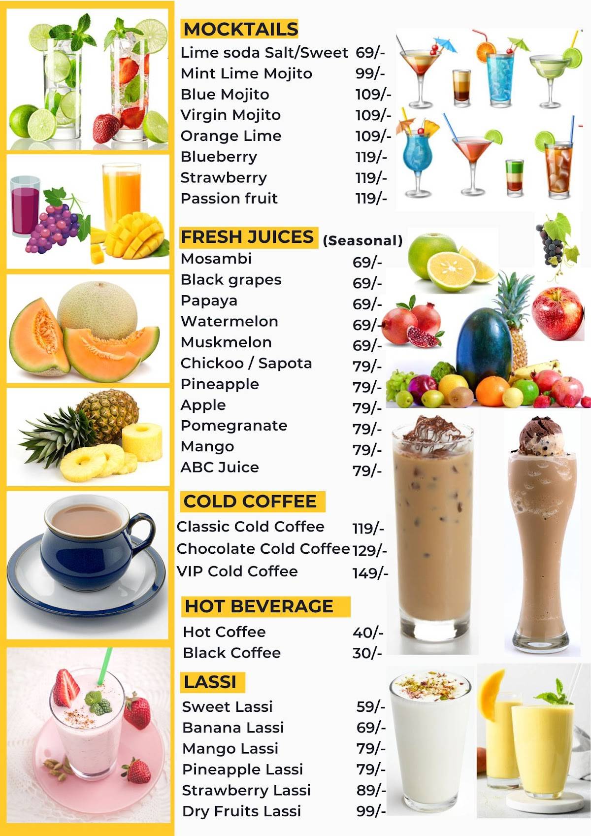VIP Cafe menu