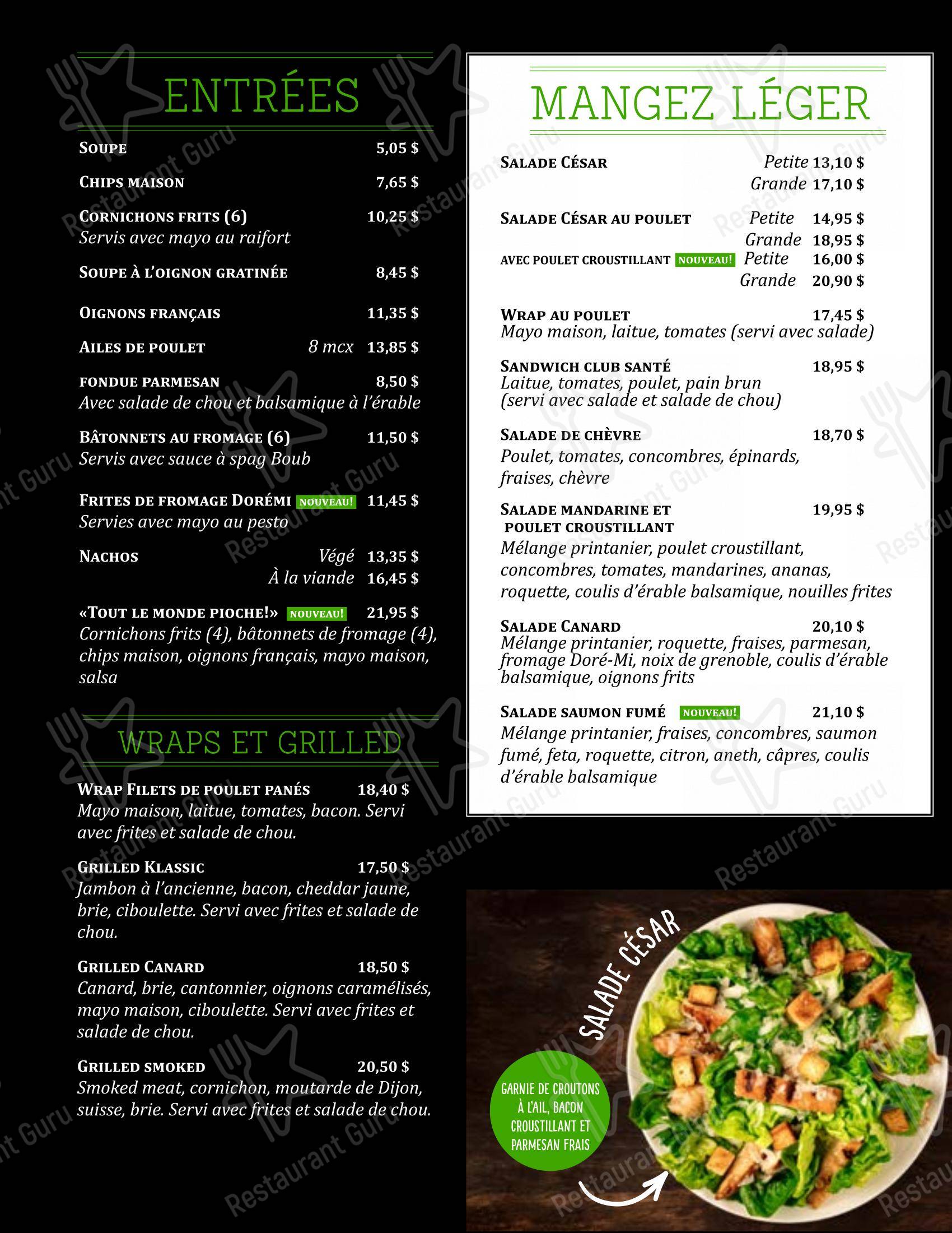 Menu pour Chez Boub pizzeria
