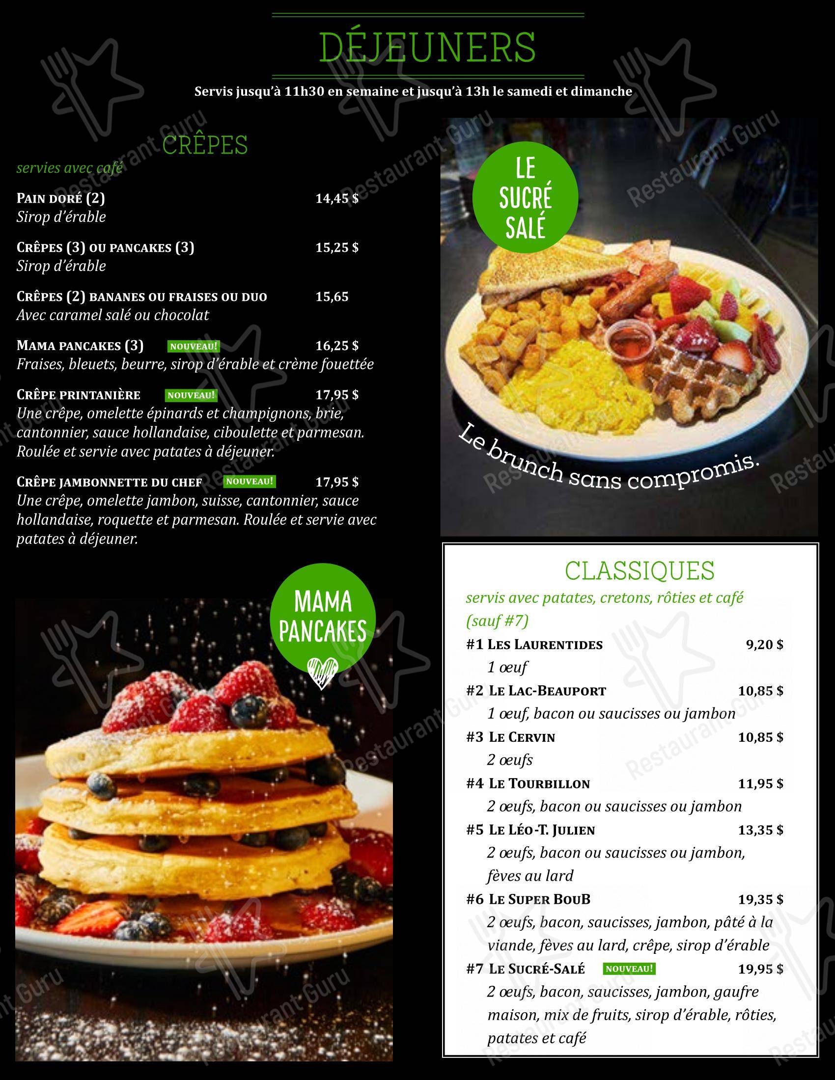 Menu pour Chez Boub dans Québec