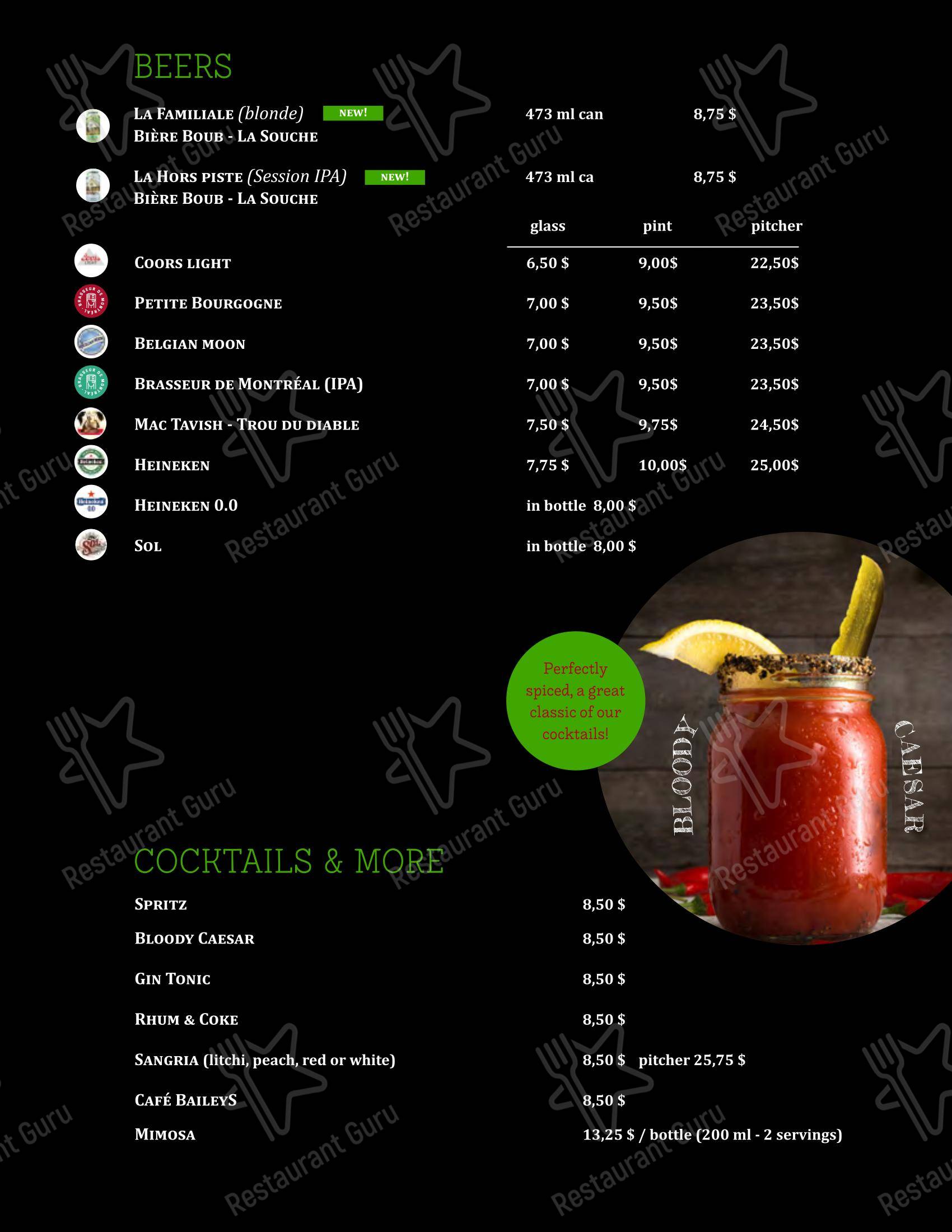 Menu pour Chez Boub - Menu bar