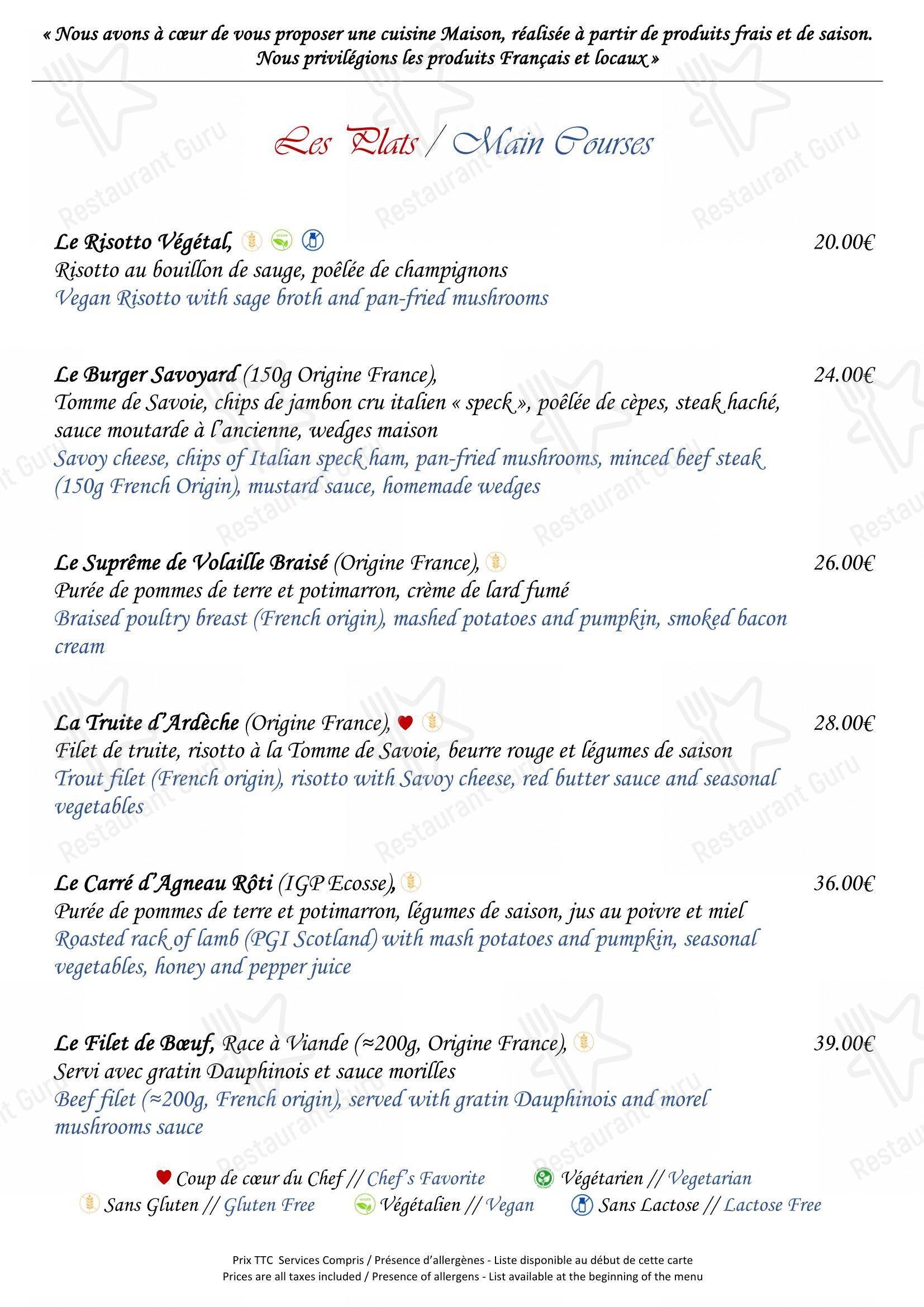 Menu pour Chez Constant - Menu