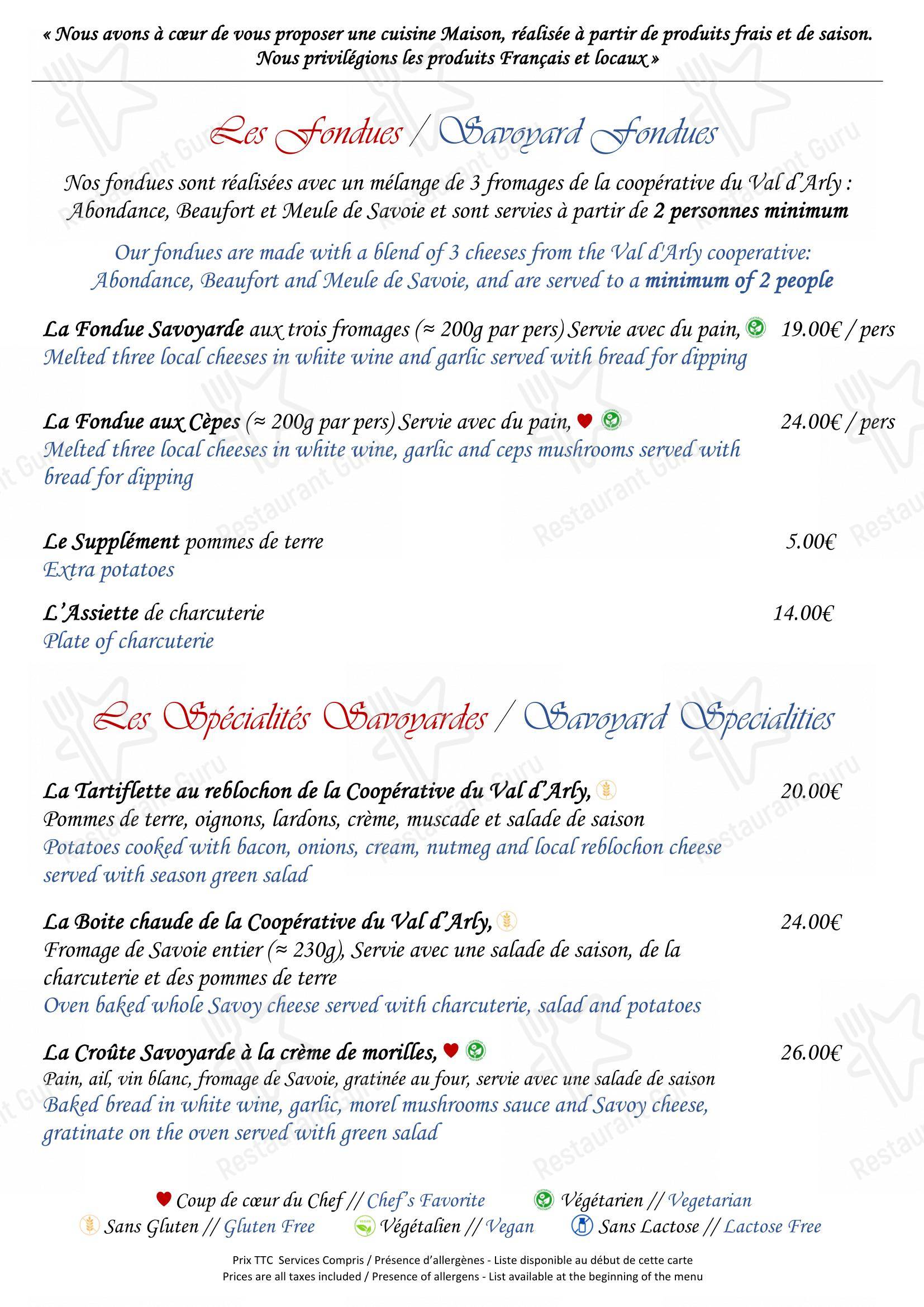 Menu pour Chez Constant restaurant