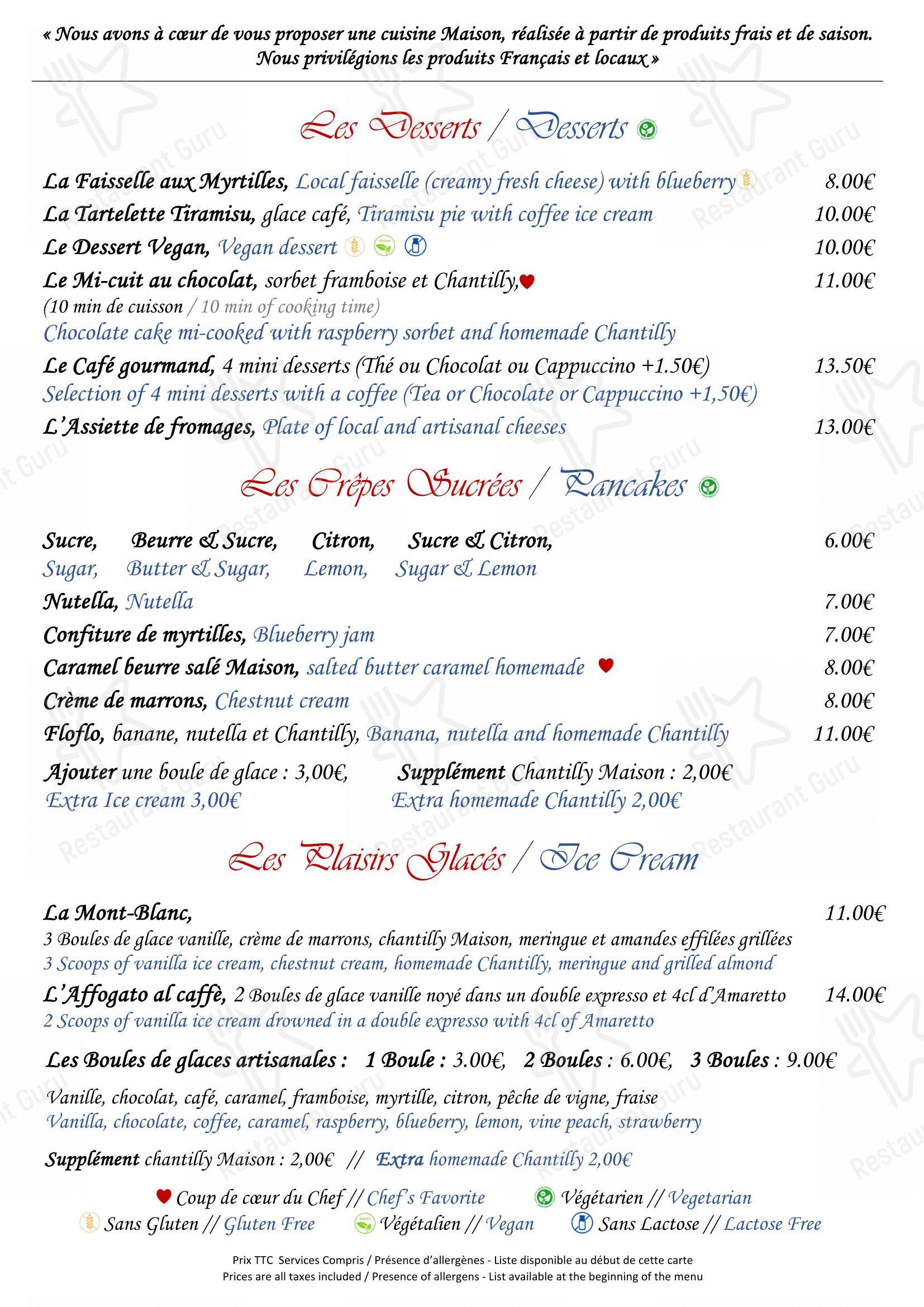 Menu pour Chez Constant - Menu