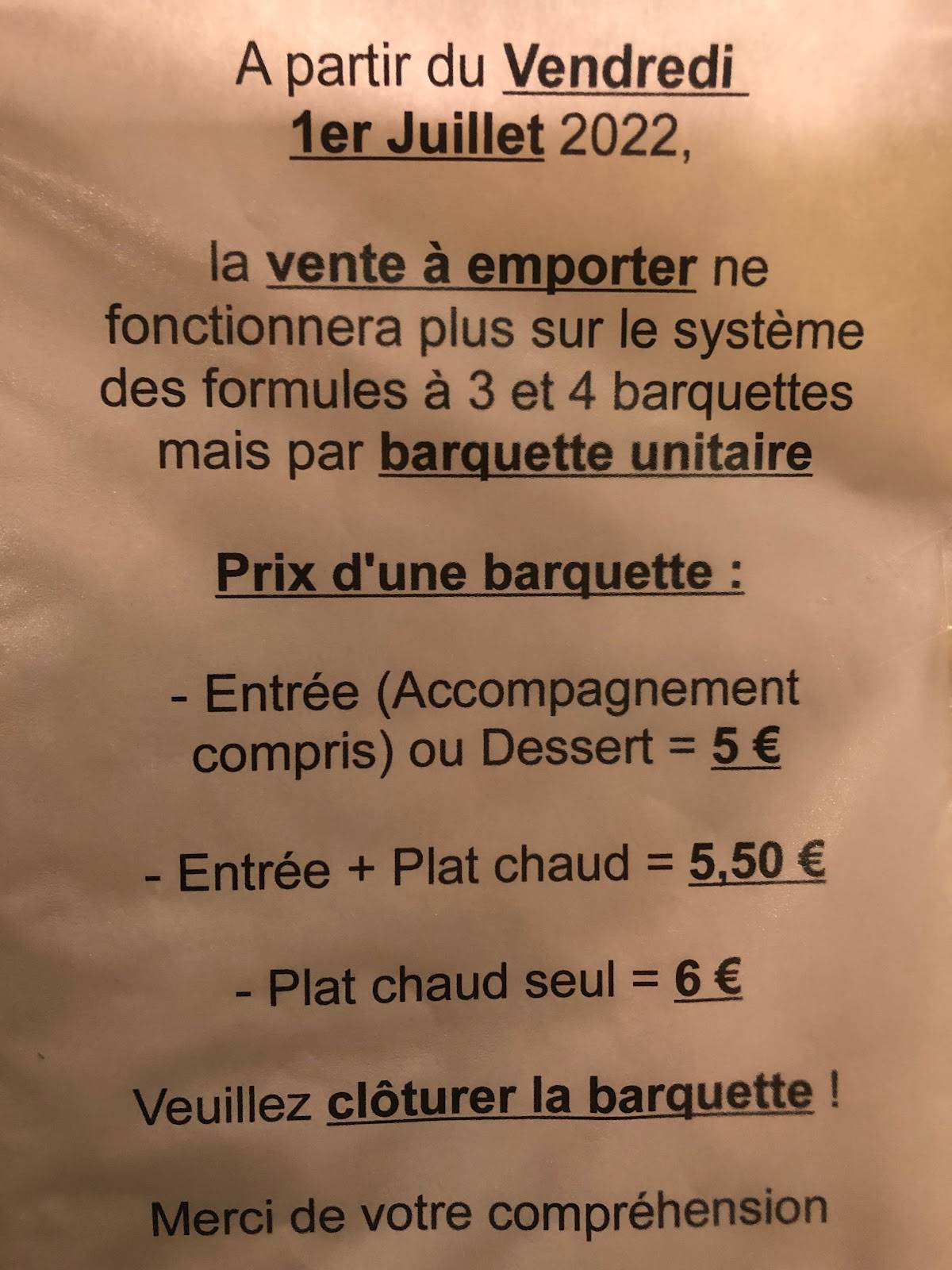 Menu de Chez Le