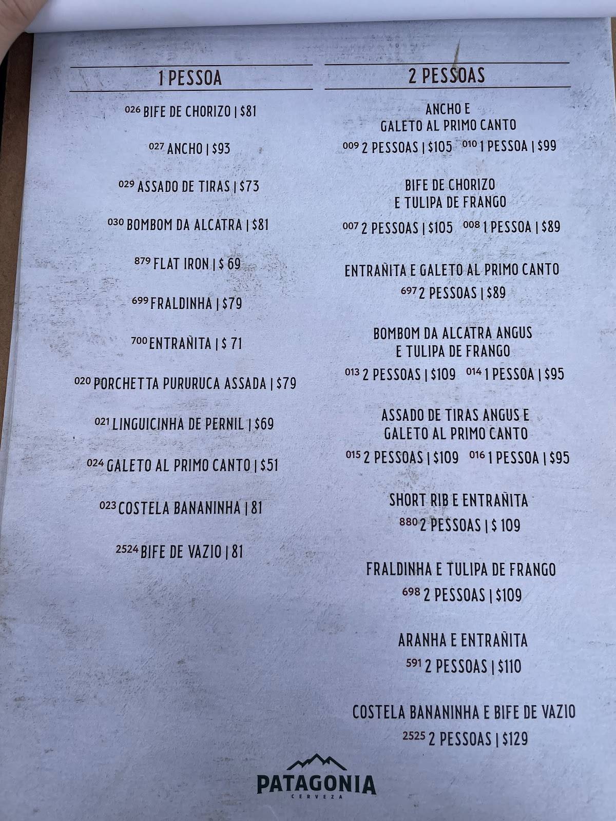 Chinchu - Bar e Parrilla cardápio