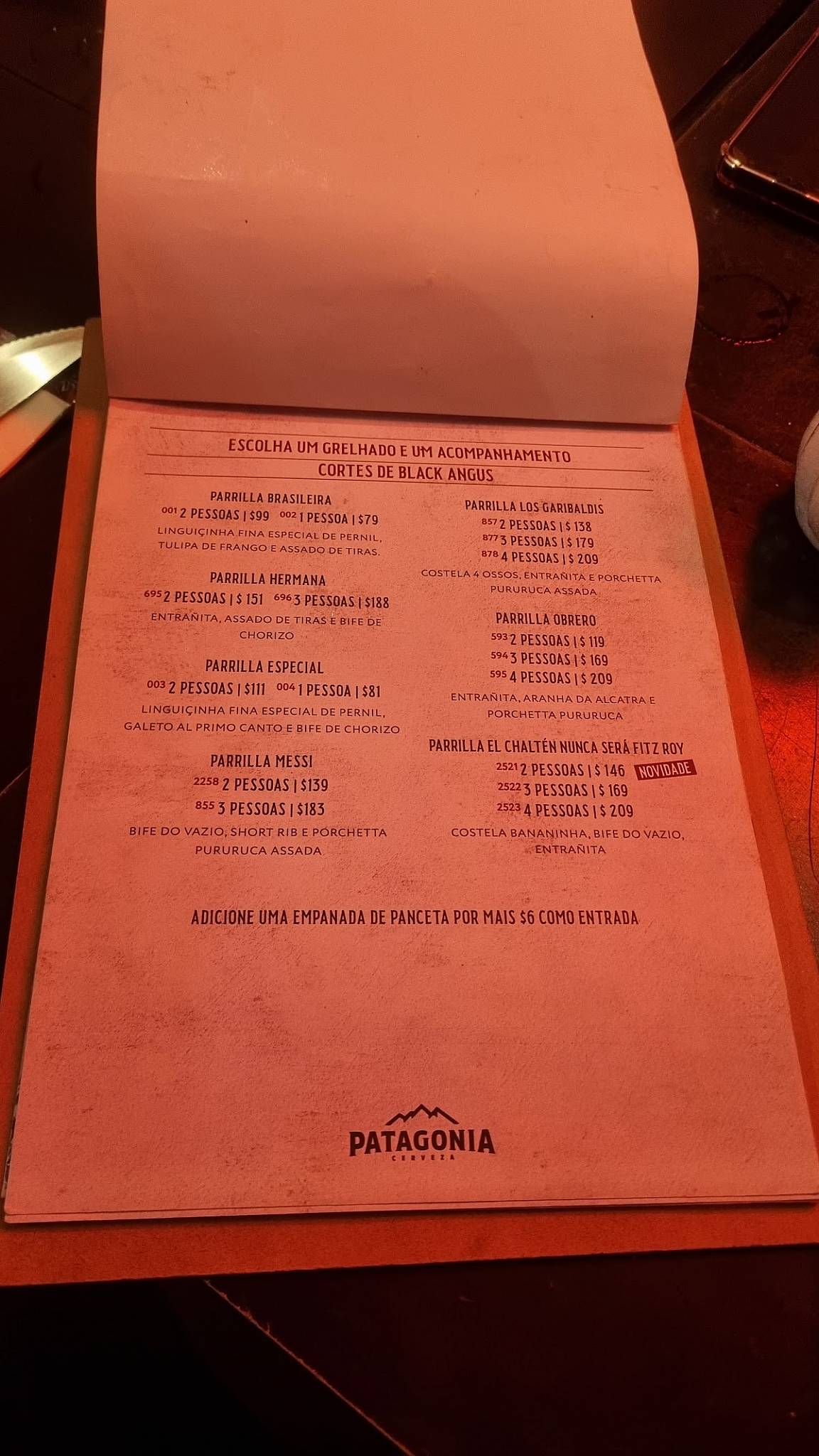 Chinchu - Bar e Parrilla cardápio