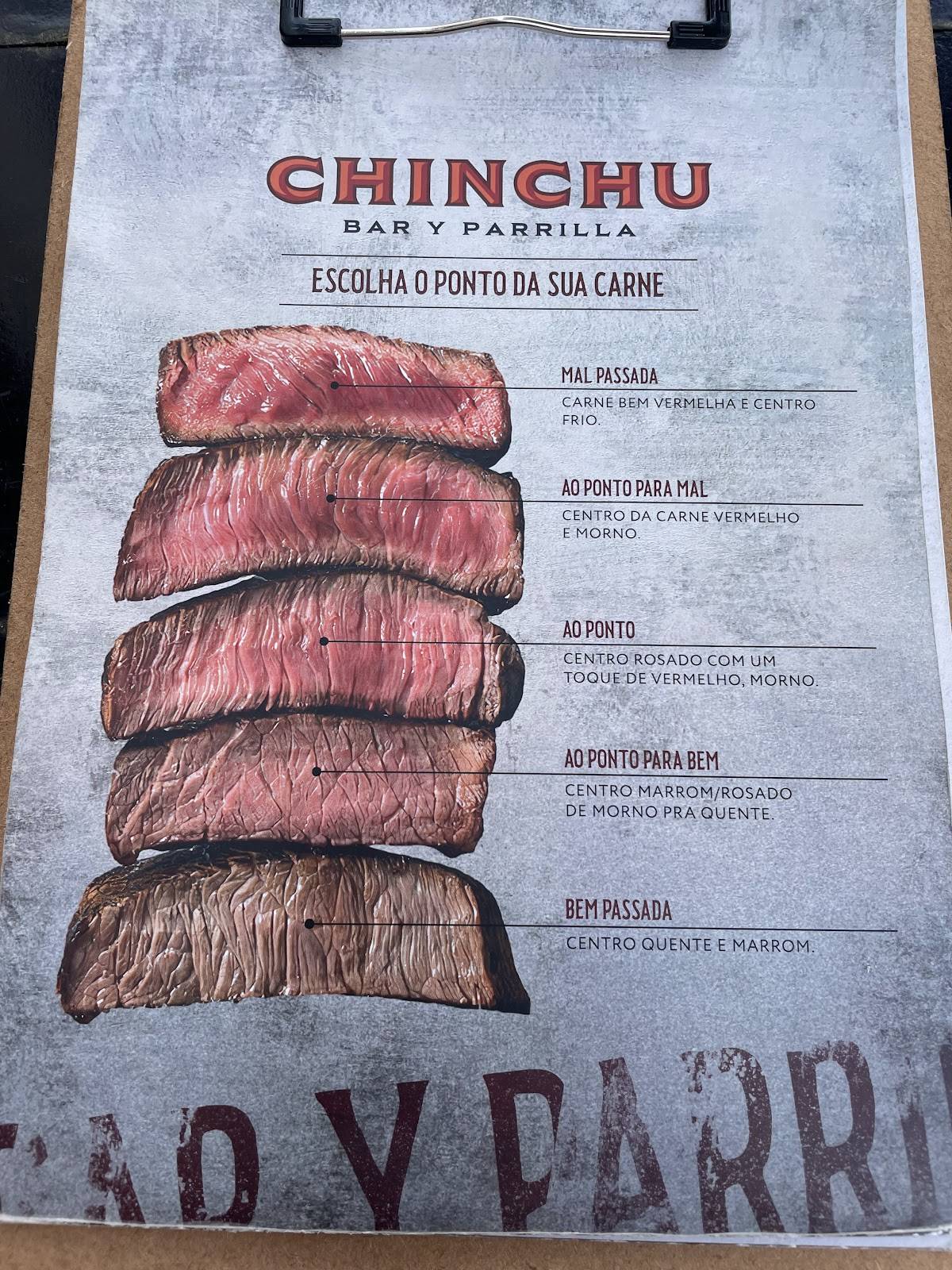 Chinchu - Bar e Parrilla cardápio