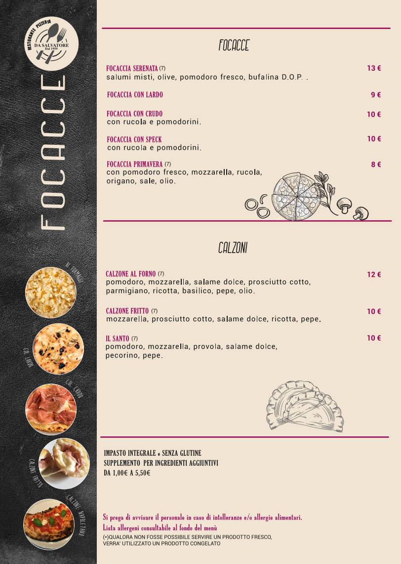 Menu di Da Salvatore 