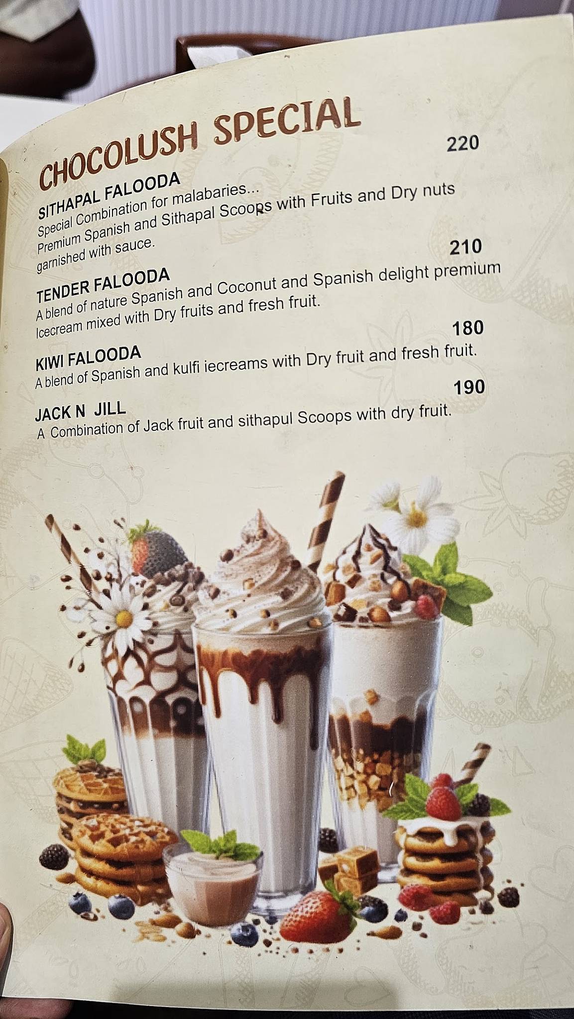 Choco Lush menu