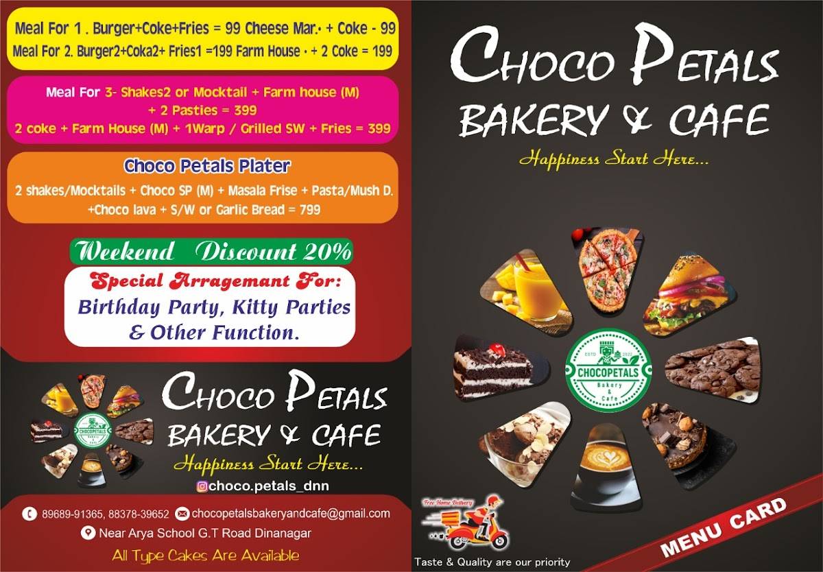 Choco Petals Bakery and Cafe menu