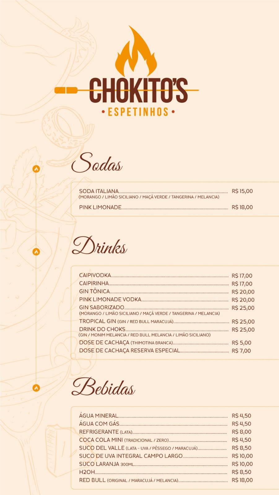 Chokito's Espetinhos cardápio
