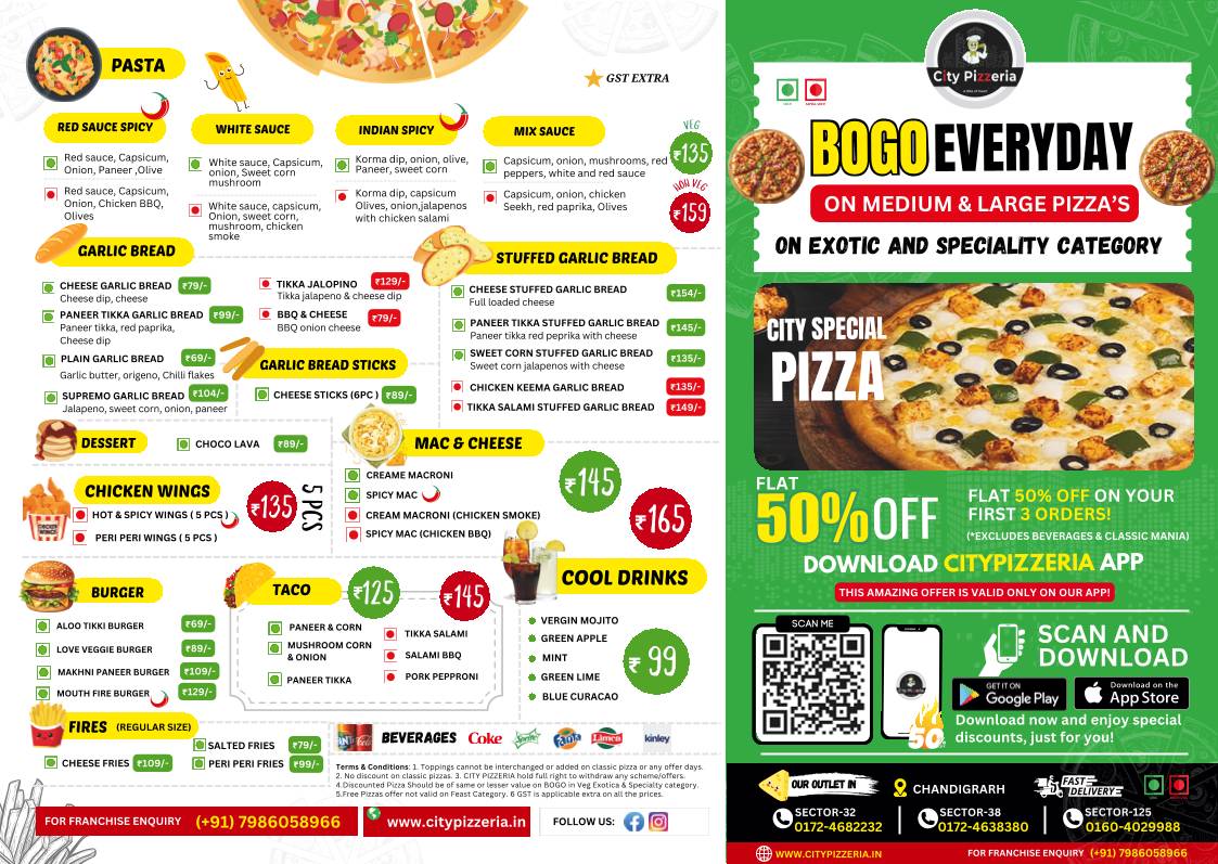 City Pizzeria menu