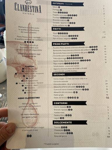 Menu di Clandestina Osteria 